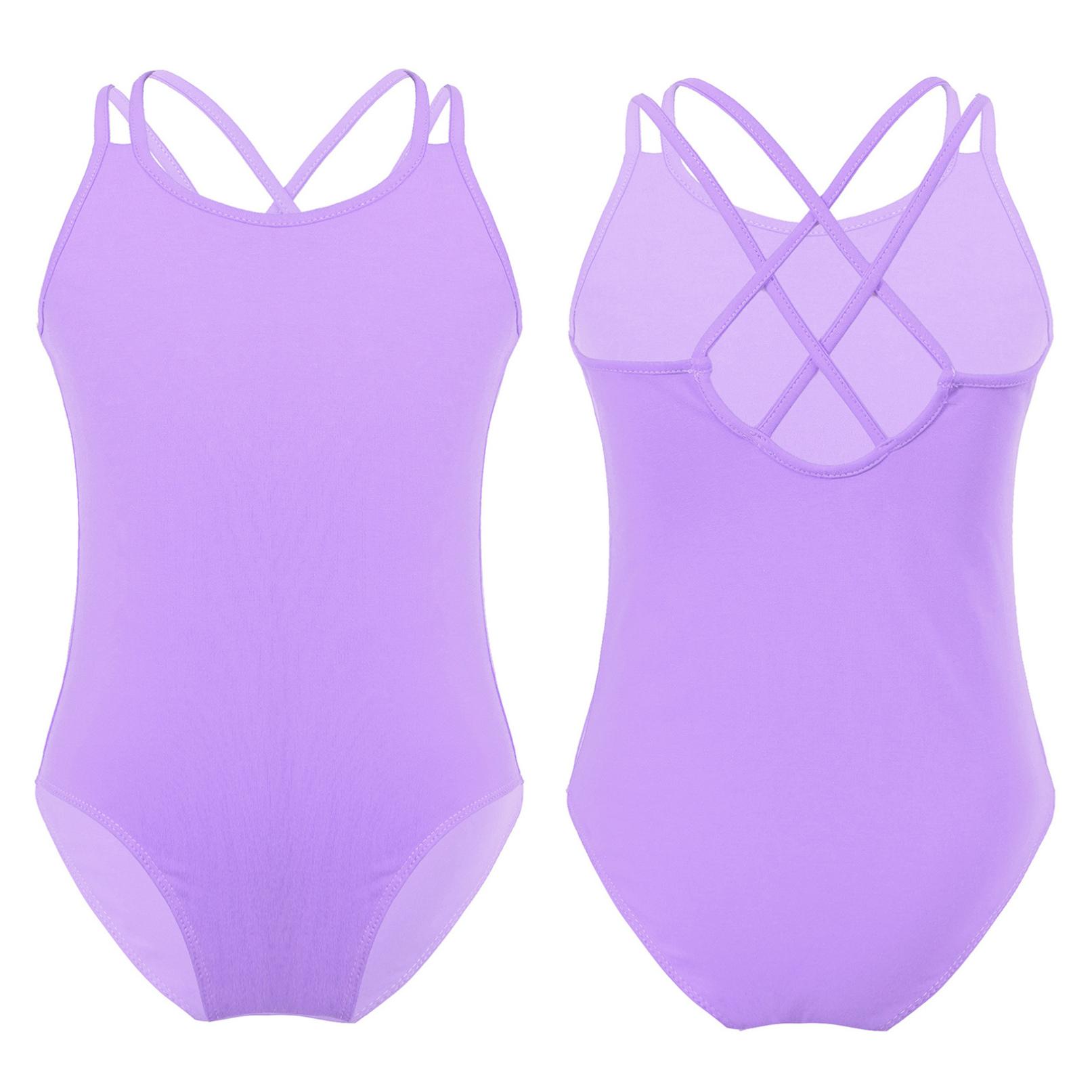 HULIJA Kinderen Meisjes Hemdje Turnpakje Gymnastiek Ballet Dans Turnpakje Mouwloze Tank Top Body Dancewear lavendel