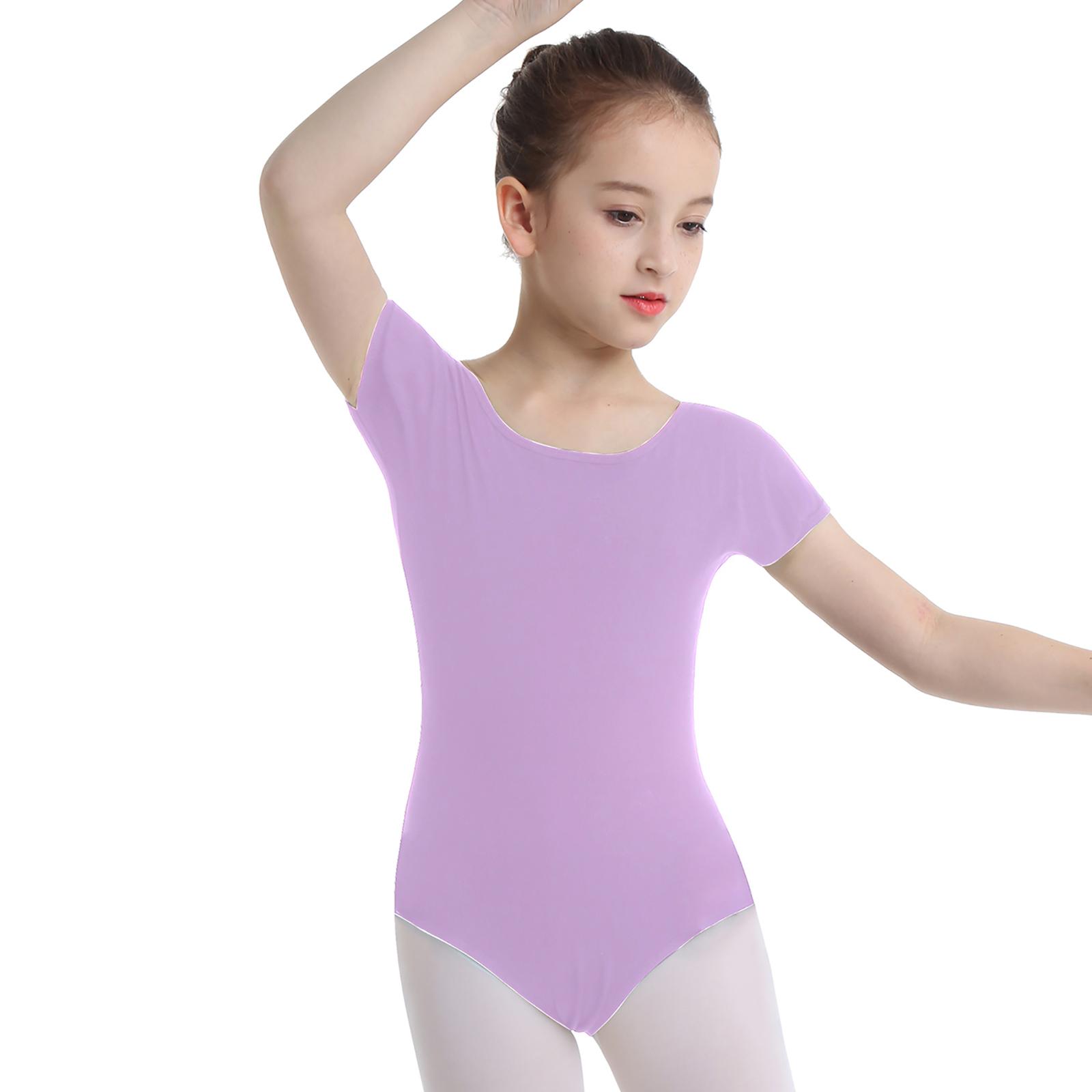ZDHoor Kinderen meisjes korte mouwen rekbare gymnastiek ballet dans turnpakje danskleding maat 2-12 5-6 Years