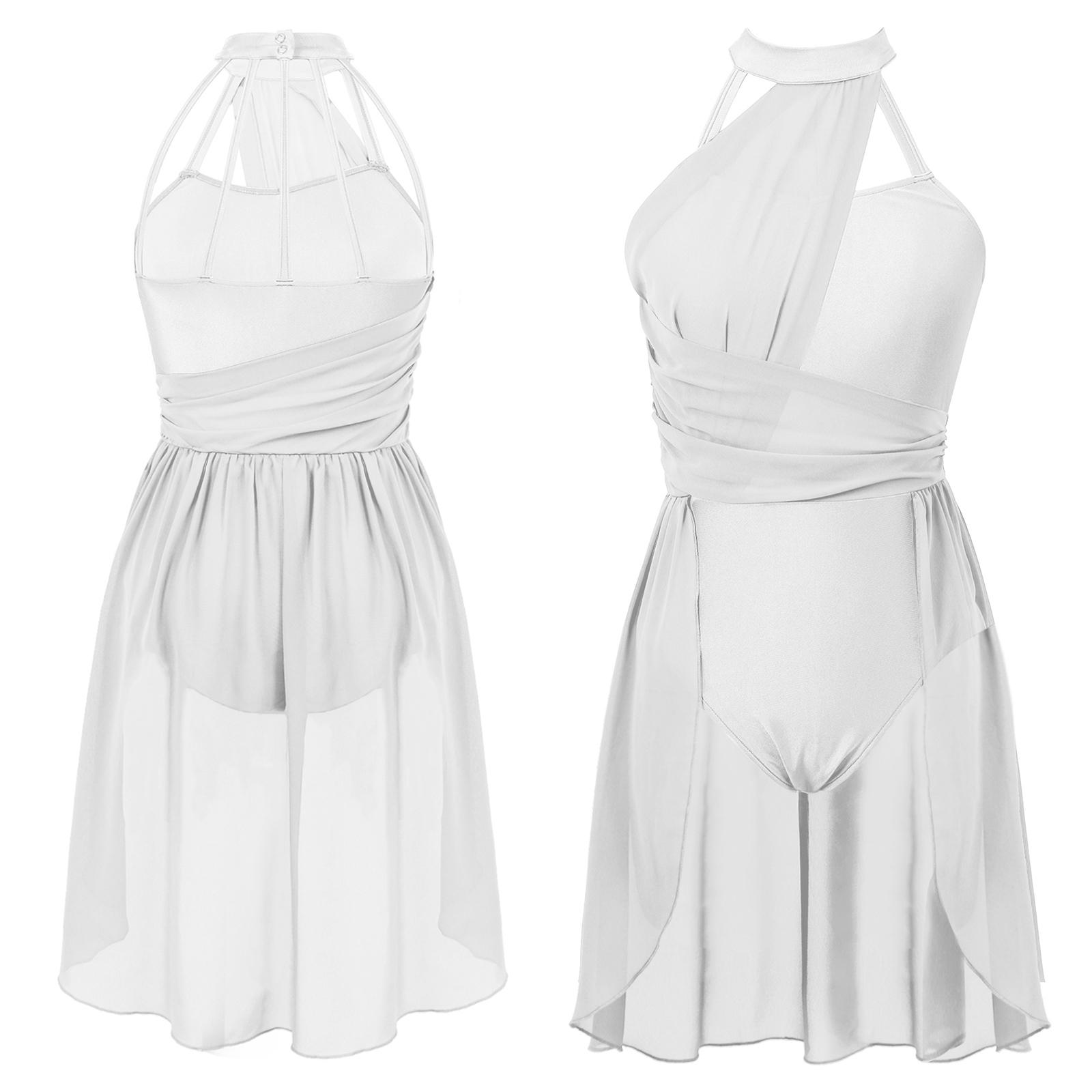 Linjinx Vrouwen Ballet Dans Jurk Volwassen Gymnastiek Lyrische Hedendaagse Dans Ballerina Kostuums Kleding Stage Performance Turnpakje Jurk S wit
