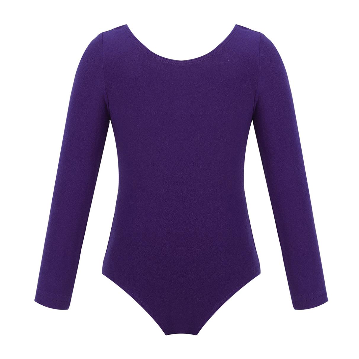 Tiaobug Meisjes Peuter Lange Mouw Turnpakje Gymnastiek Ballet Turnpakje Jumpsuit Danskostuums 11-12 Years paars