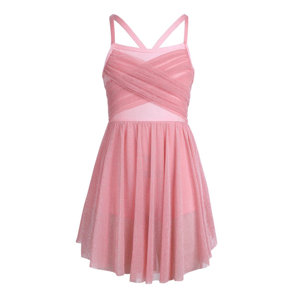 WinYing Kinderen Meisjes Spaghetti Ballet Dans Jurk Gymnastiek Leotard Jurk Lyrische Ballerina Kostuum 11-12 Years parel/roze