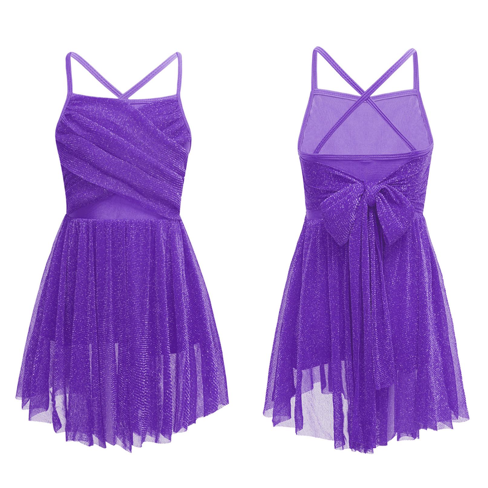 WinYing Kinderen Meisjes Spaghetti Ballet Dans Jurk Gymnastiek Leotard Jurk Lyrische Ballerina Kostuum 9-10 Years paars