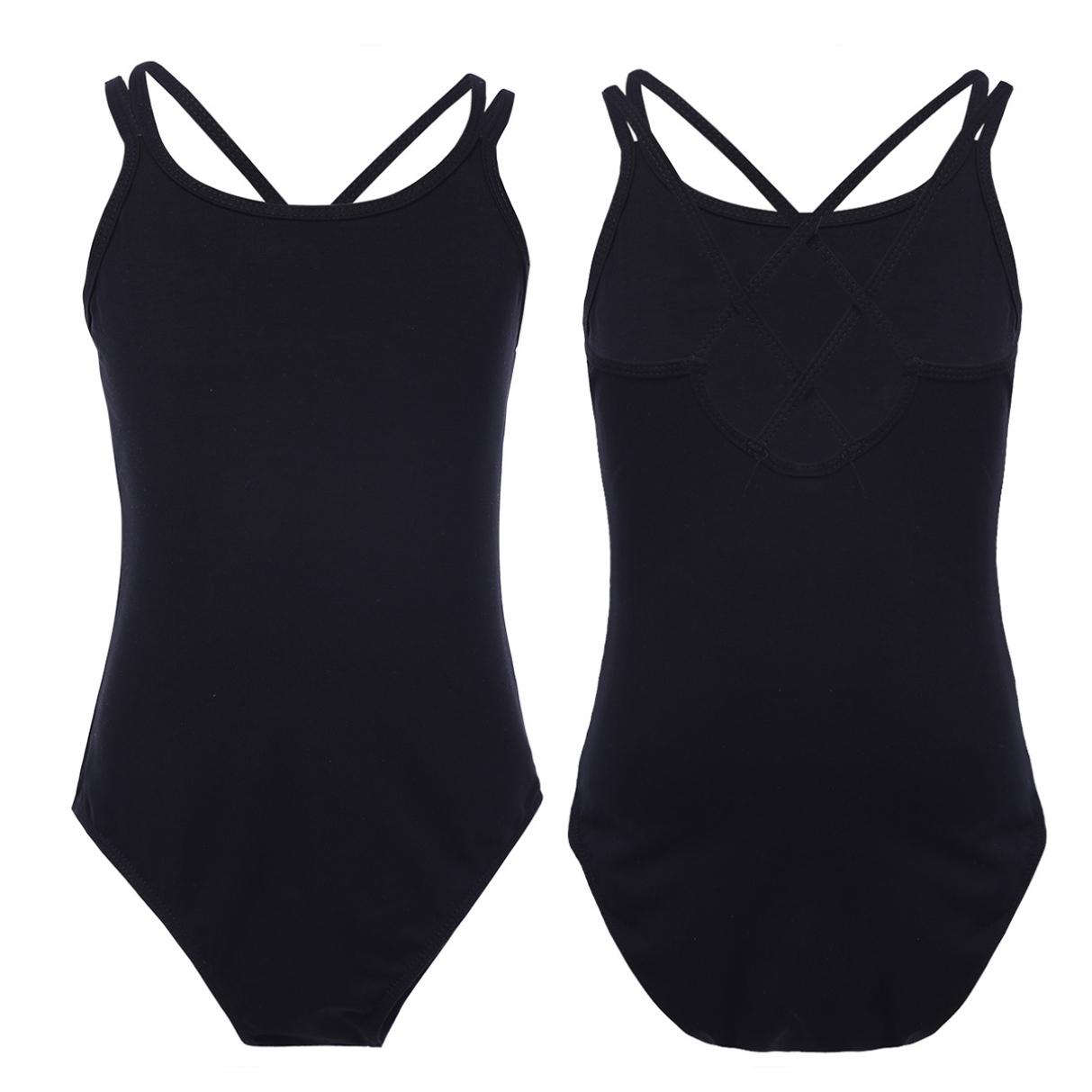 Daenrui Kinderen meisjes gymnastiek spaghetti bandje kriskras terug ballet dans turnpakje jumpsuit 3-4 Years zwart