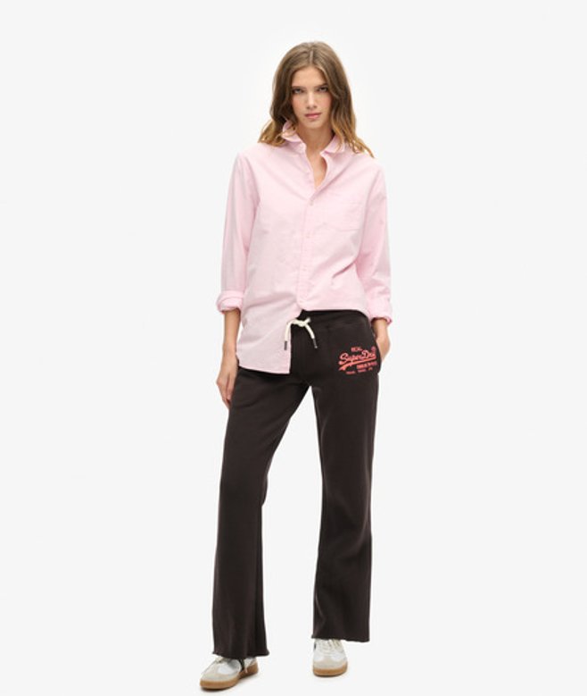 Superdry Neon Vintage Flare Joggingbroek met Lage Taille Zwart