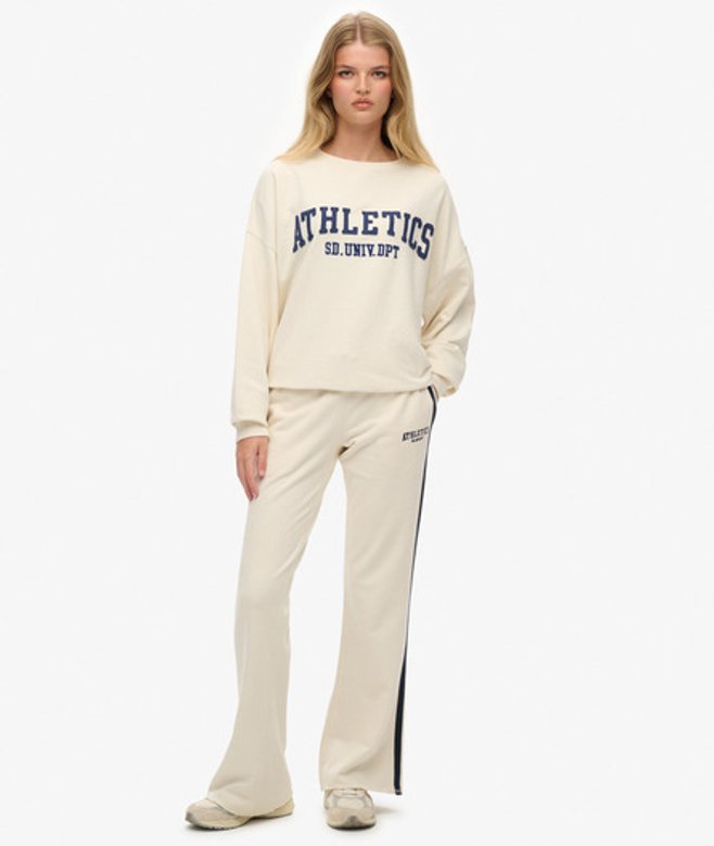 Superdry Athletic Joggingbroek met Wijde Pijpen en Strepen White