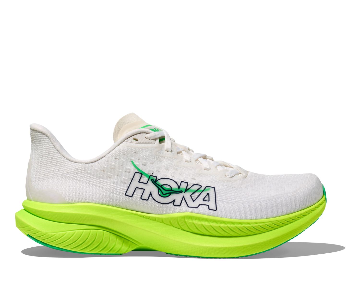 Hoka One One Hoka Mach 6 hardloopschoenen White/Neon Lime Heren