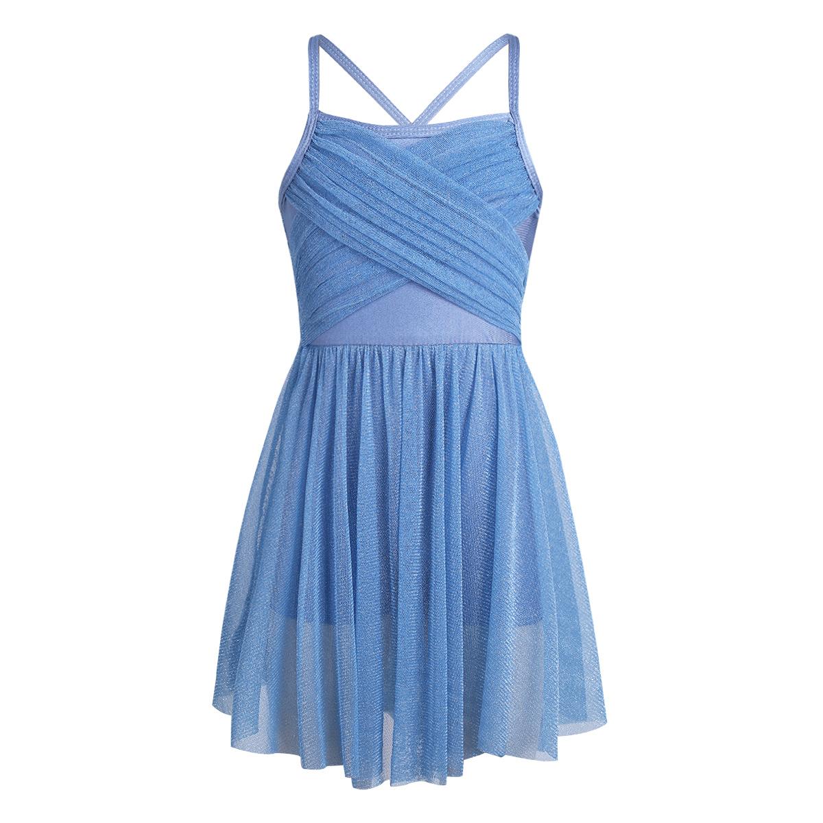 Sywiyi Kinderen Meisjes Pailletten Spaghetti Schouderbanden Ballet Dans Mesh Tutu Rok Lyrical Ballroom Jurk 15-16 Years