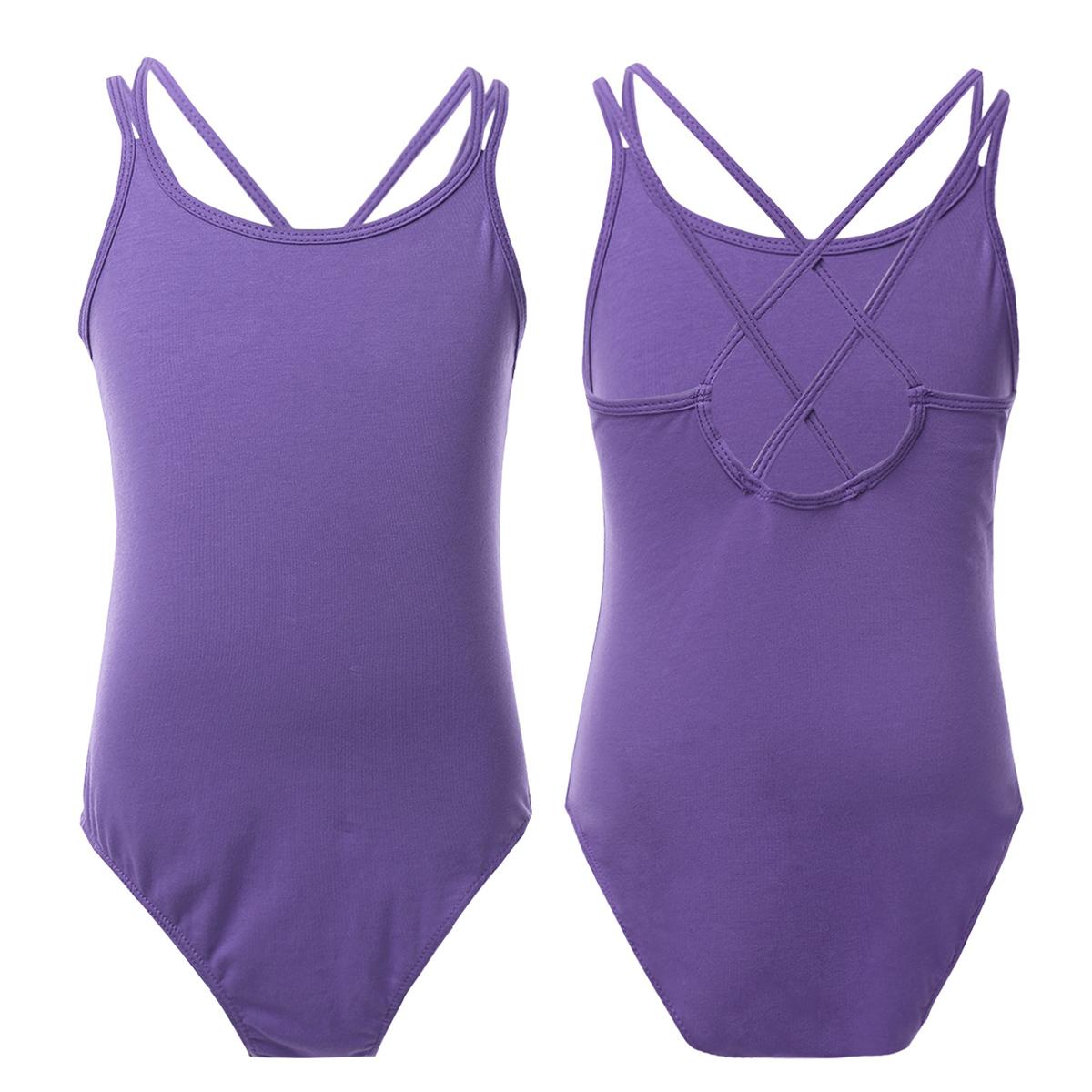 Tiaobug Kinderen Meisjes Hemdje Turnpakje Gymnastiek Ballet Dans Turnpakje Mouwloze Tank Top Body Dancewear 8-10 Years paars