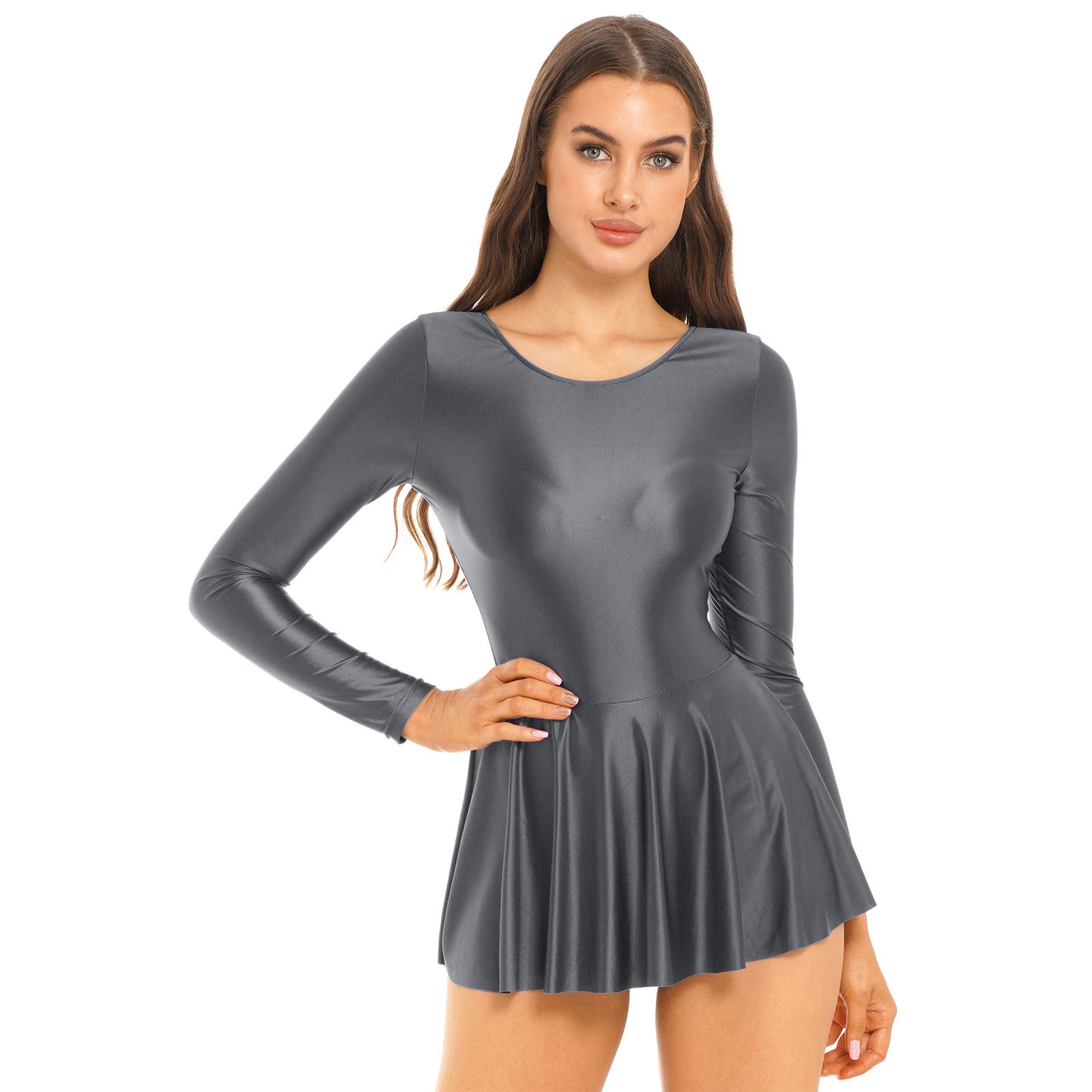 Linjinx Womens glanzende maillots dansjurk sexy strakke sport yoga ballet zwemmen oefentraining kleding XL