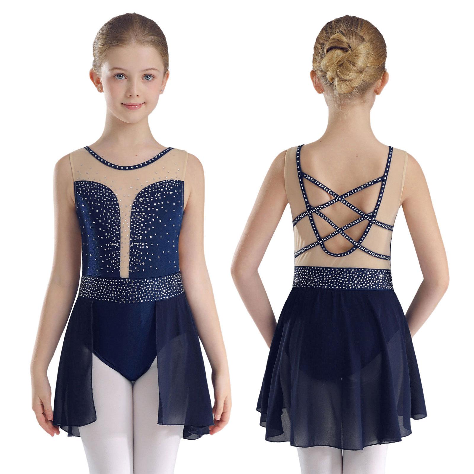 Sywiyi Kinderen Meisjes Ballet Lyrische Dans Kunstschaatsen Jurk Holle Rug Mesh Gymnastiek Leotard Jurk 5-6 Years