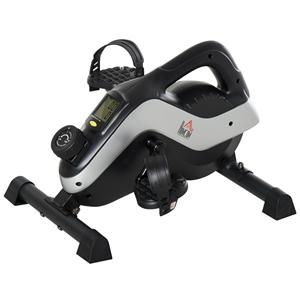 HOMCOM Mini Heimtrainer Pedaltrainer f&uuml;r Beintraining Pedal-Trainer mit LCD-Display Befestigungsgurt Anti-rutschmatte Beintrainer f&uuml;r Senioren Zuhause Heim B&uuml;ro Schwarz+Silber   Aosom