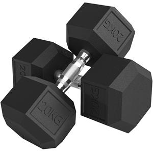 HOMCOM Hantelset, 2er Set Hanteln mit ger&auml;ndeltem Griff, Kurzhantelset aus Gusseisen, 2 x 20 kg, Kurzhanteln f&uuml;r M&auml;nner und Frauen, Dumbbell Set f&uuml;r Zuhause, Fitnessstudio, Krafttr