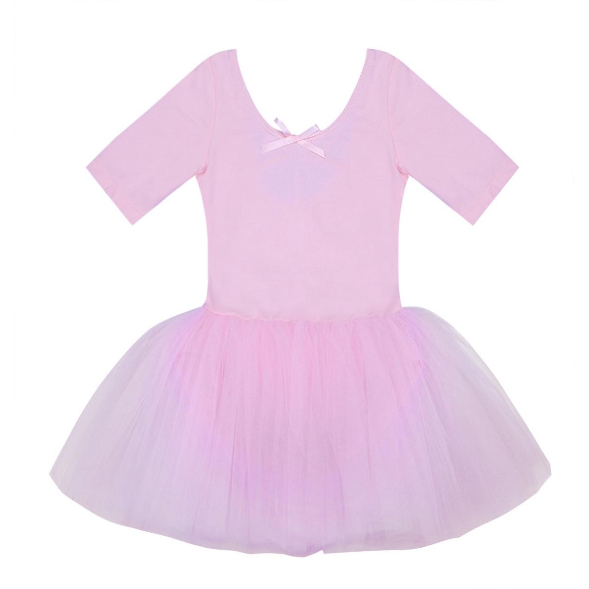 YONGHS Kleine grote meisjes korte mouw Tutu Tule ballet dans gymnastiek turnpakje jurk danskleding 3-4 Years