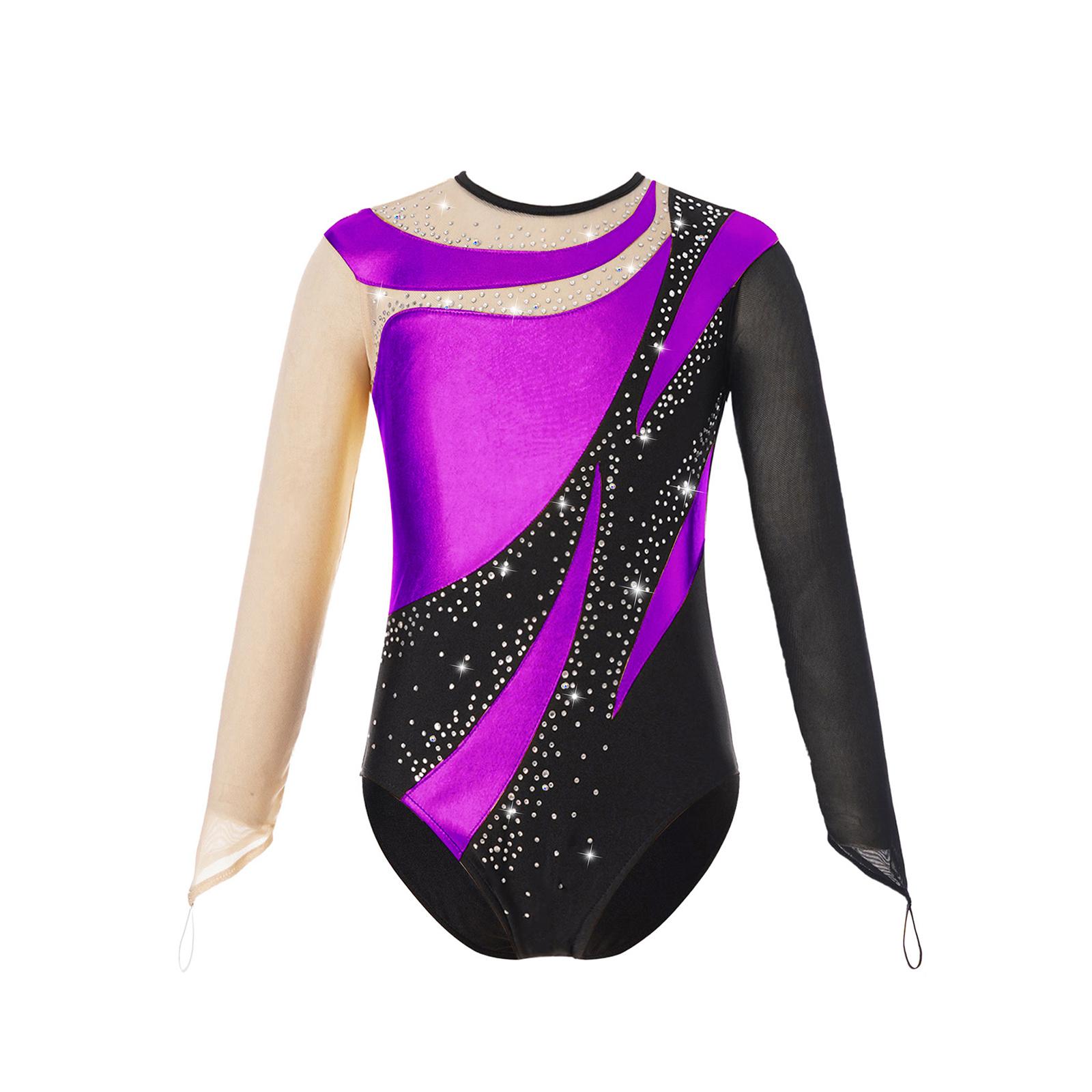YOOJIA Meisjes gymnastiek turnpakje met lange mouwen, eendelige outfits, balletdansbodysuit, danskleding 7-8 Years