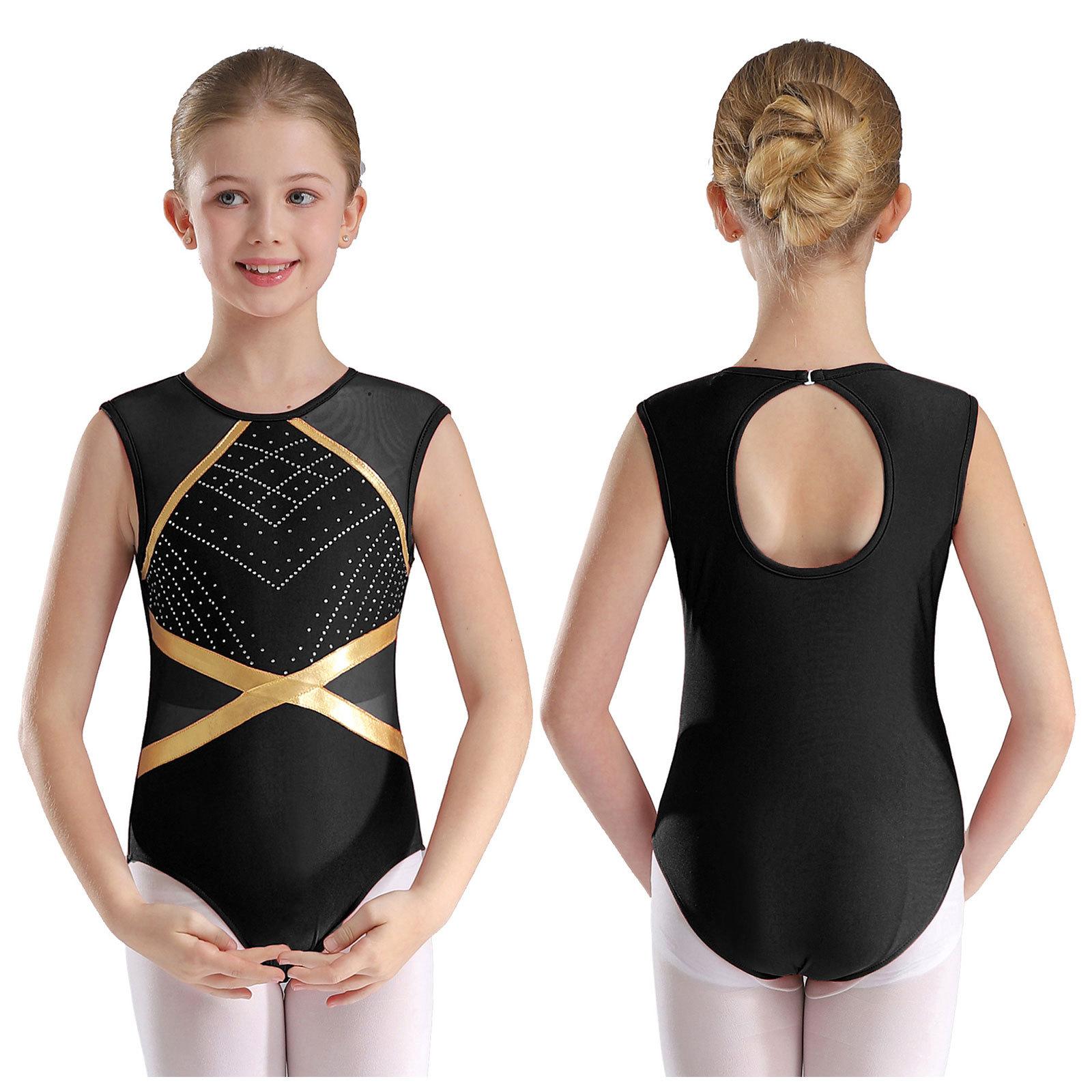 Yunduantong-electronic Meisjes Glanzend Bronzing Ballet Gymnastiek Leotard Atletische Actieve Kleding Trainingstrui Atletische Unitard Kunstschaatskostuum 7-8 Years