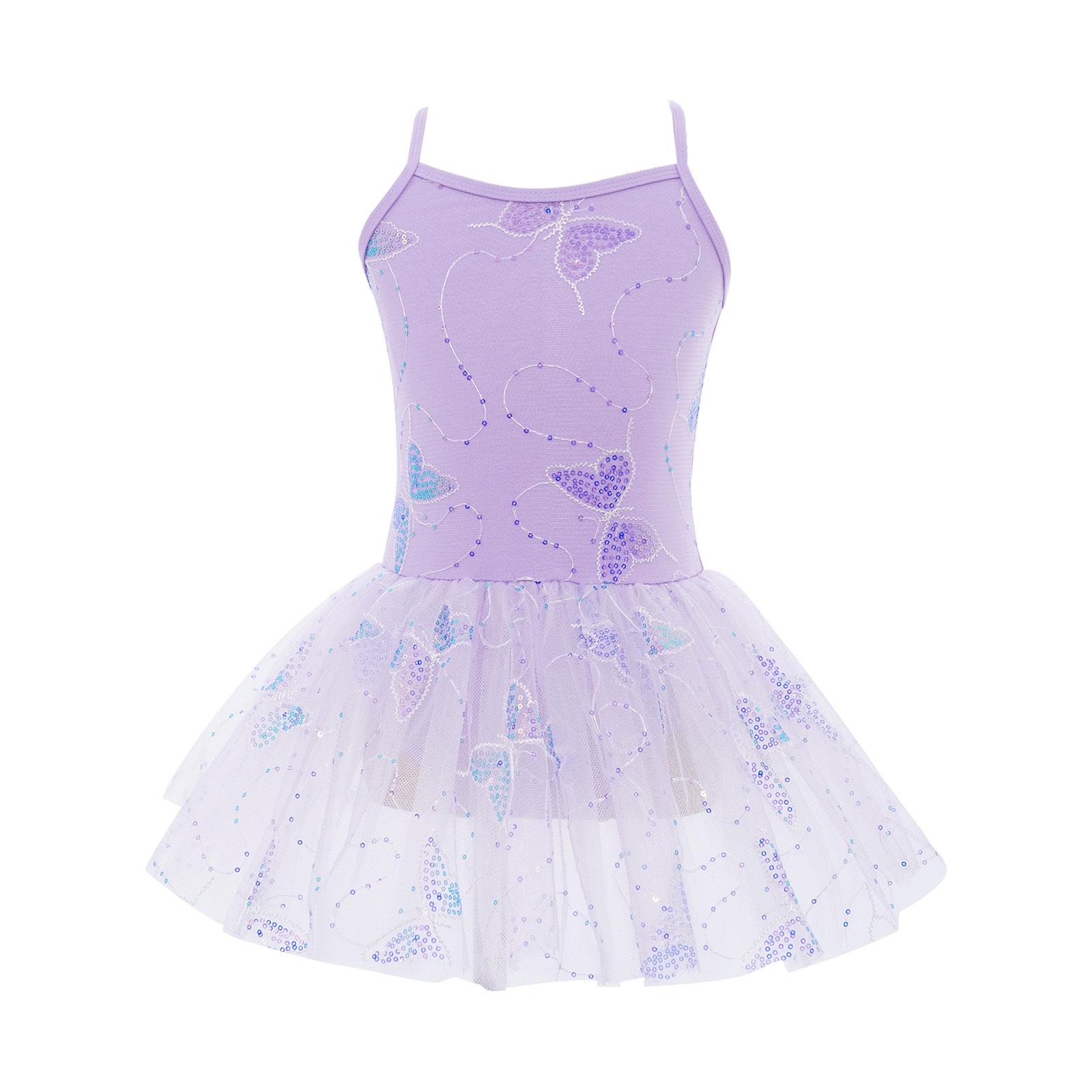 Yunduantong-electronic Girls Ballet Tutu Dress Cross Back Shiny Sequin Butterfly Embroidery with Built in Briefs 2-3 Years