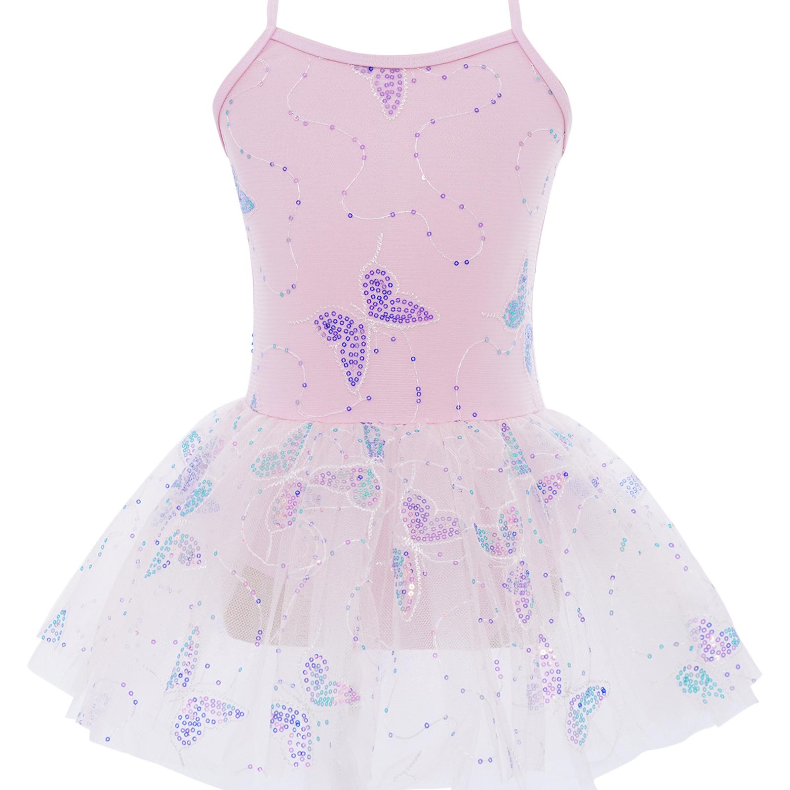Yunduantong-electronic Girls Ballet Tutu Dress Cross Back Shiny Sequin Butterfly Embroidery with Built in Briefs 11-12 Years