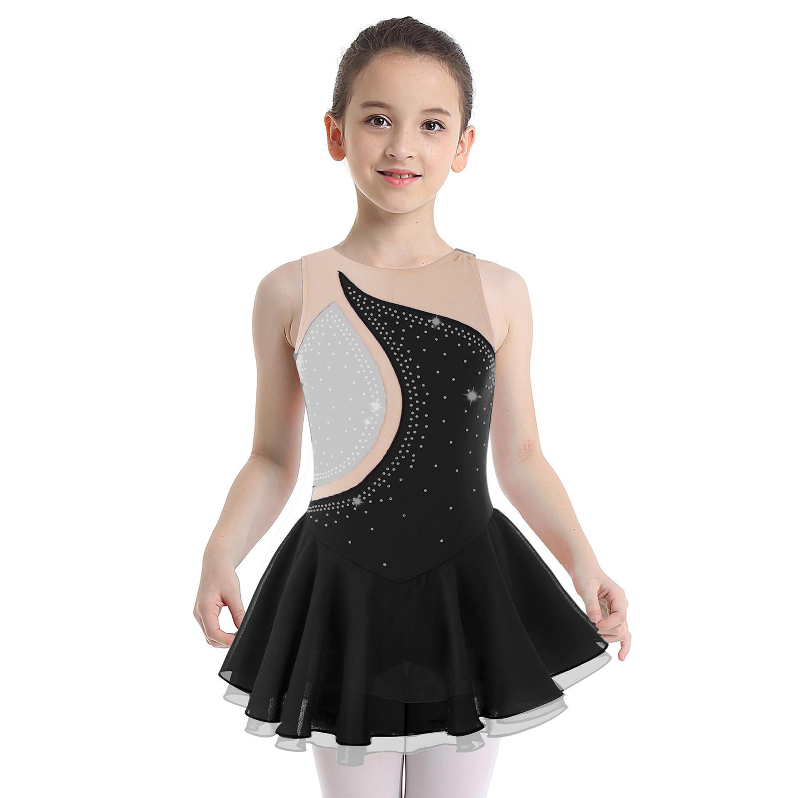 ZDHoor Kunstschaatsjurk voor kinderen Schaatsen Competitiekleding Meisjes Balletdansjurken 9-10 Years