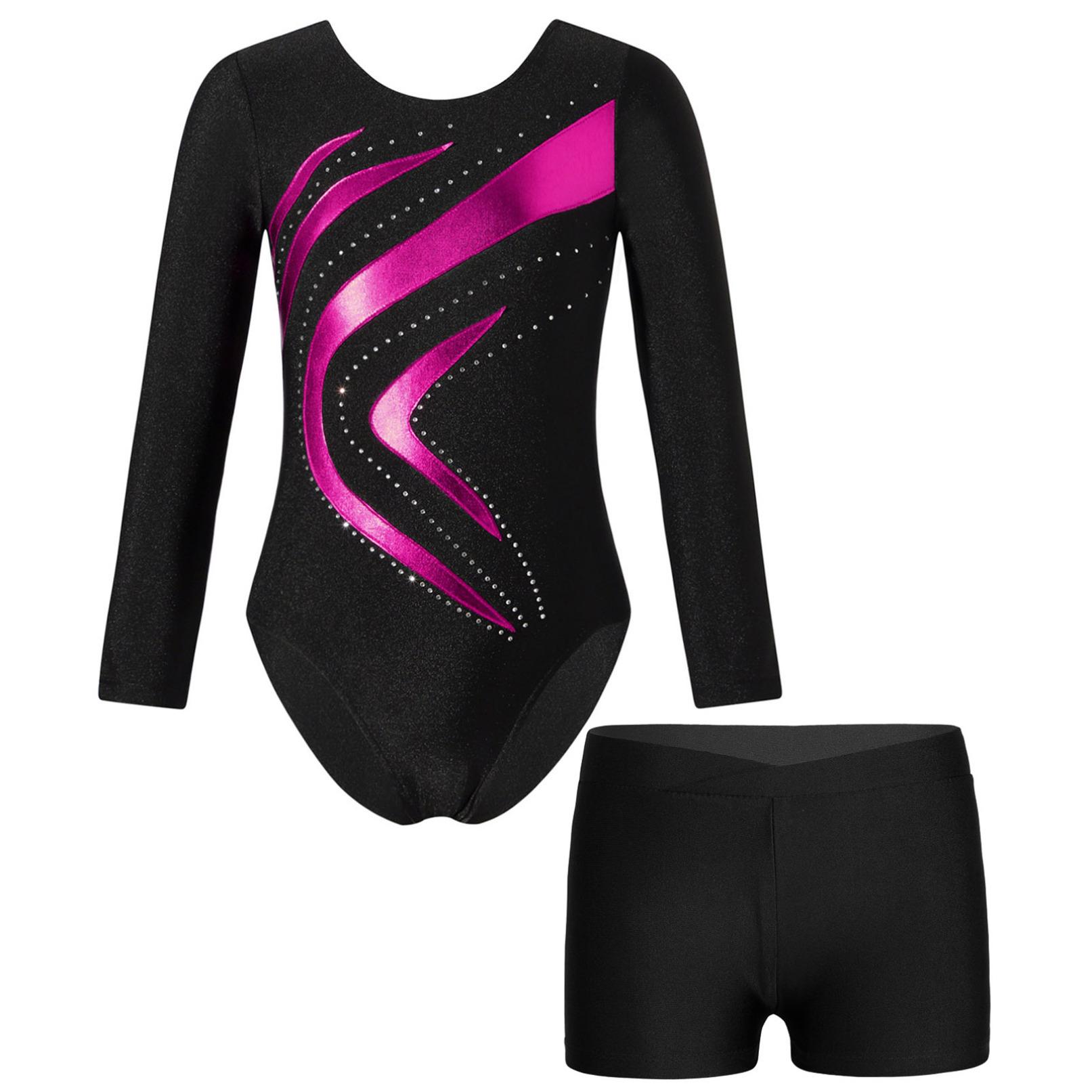 WinYing Gymnastiekpakje voor meisjes Danspakje met lange mouwen Ballet Schaatsen Prestatiekostuum Stage Dancewear 11-12 Years