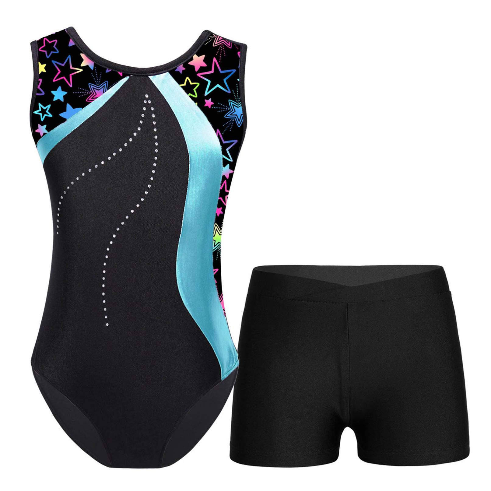 YONGHS Kinderen Meisjes Mouwloos Gymnastiek Turnpakje met Shorts Ballet Unitard Dansoutfits Atletische Oefenkostuum 9-10 Years