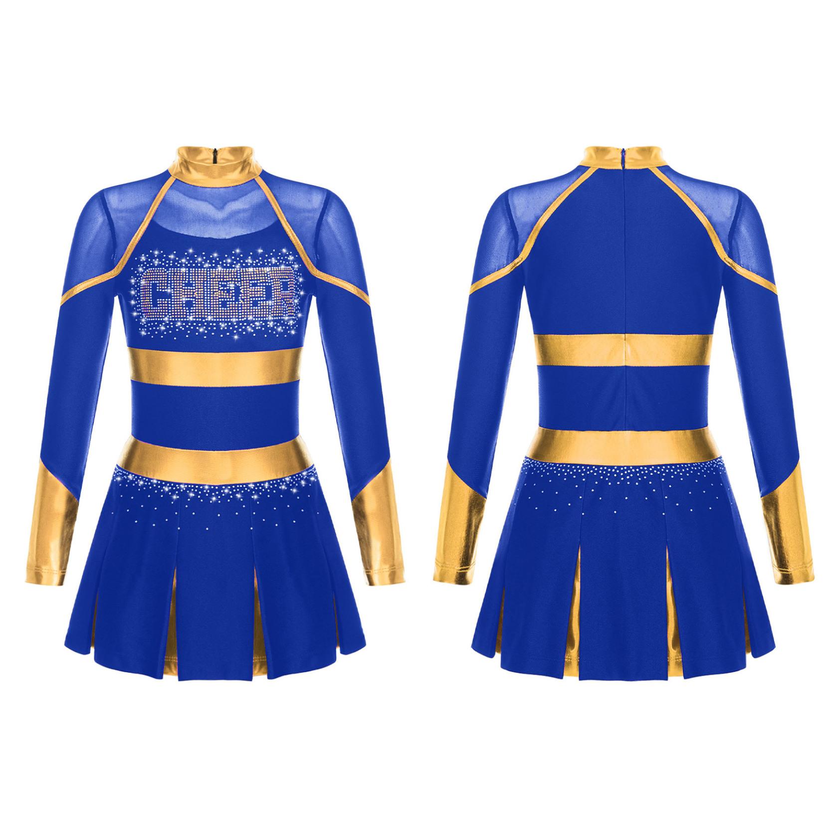 Yunduantong-electronic Meisjes Cheerleading Uniform Dansjurk met lange mouwen Carnaval Dancewear Cheerleading Dansjurk voor kinderen 7-8 Years