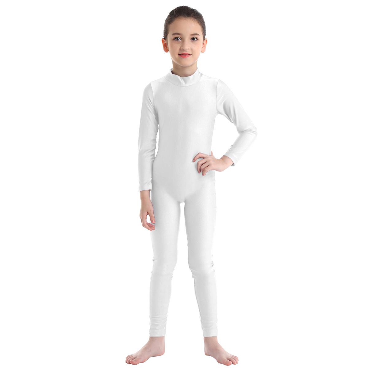 Sywiyi Kinderen Meisjes Lange Mouwen Turnpakje Volledige Lengte Jumpsuit Dansles Ballroom Gymnastiek Unitard 3-4 Years