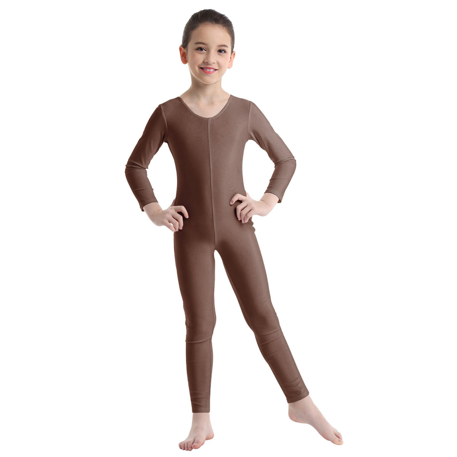 Sywiyi Kinderen meisjes lange mouw ballet dans gymnastiek turnpakje jumpsuit unitard effen kleur rits rekbare bodysuit 7-8 Years