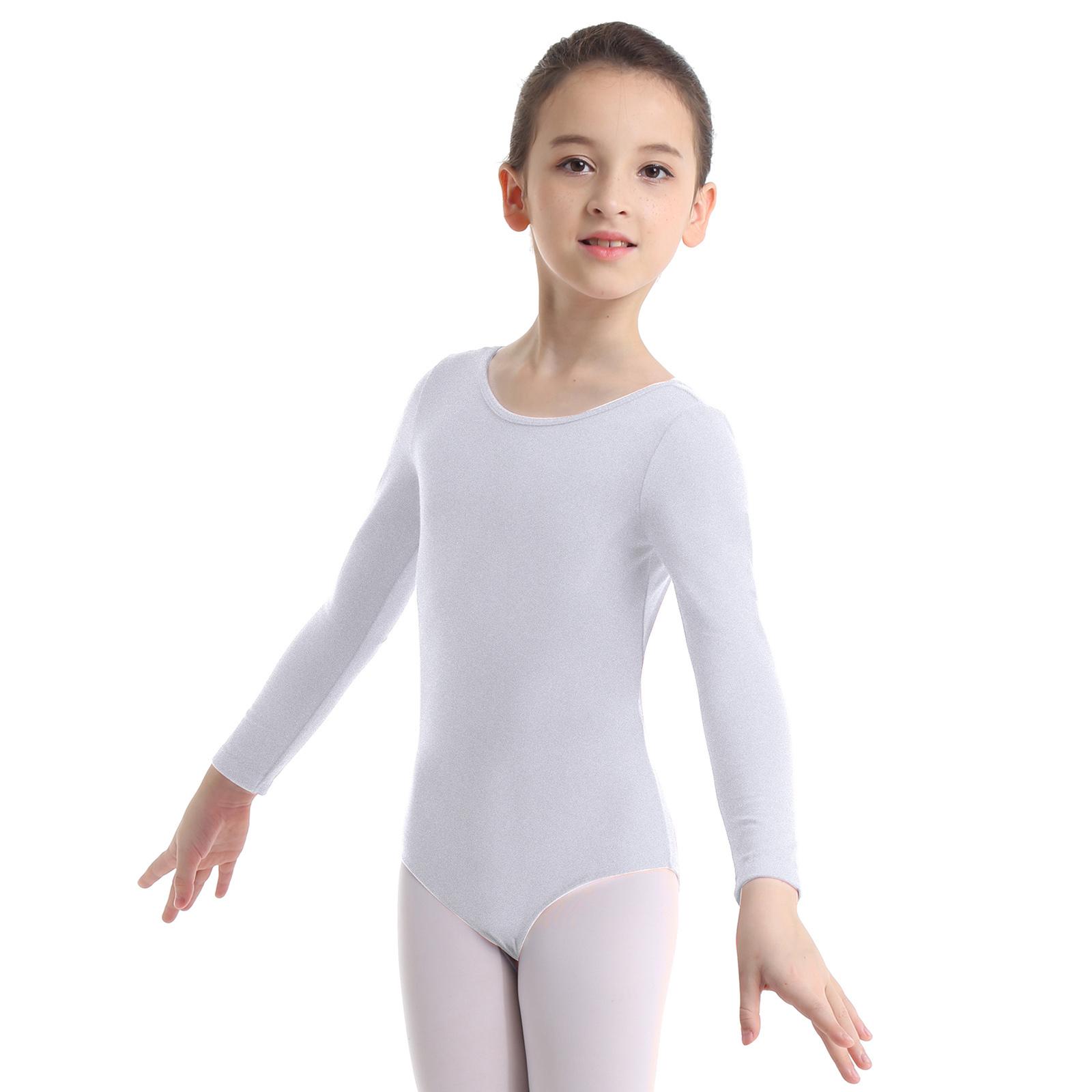 RUNQHUI Kid Ballet bodysuit met lange mouwen dansles kostuums gymnastiek turnpakje voor klein meisje 9-10 Years