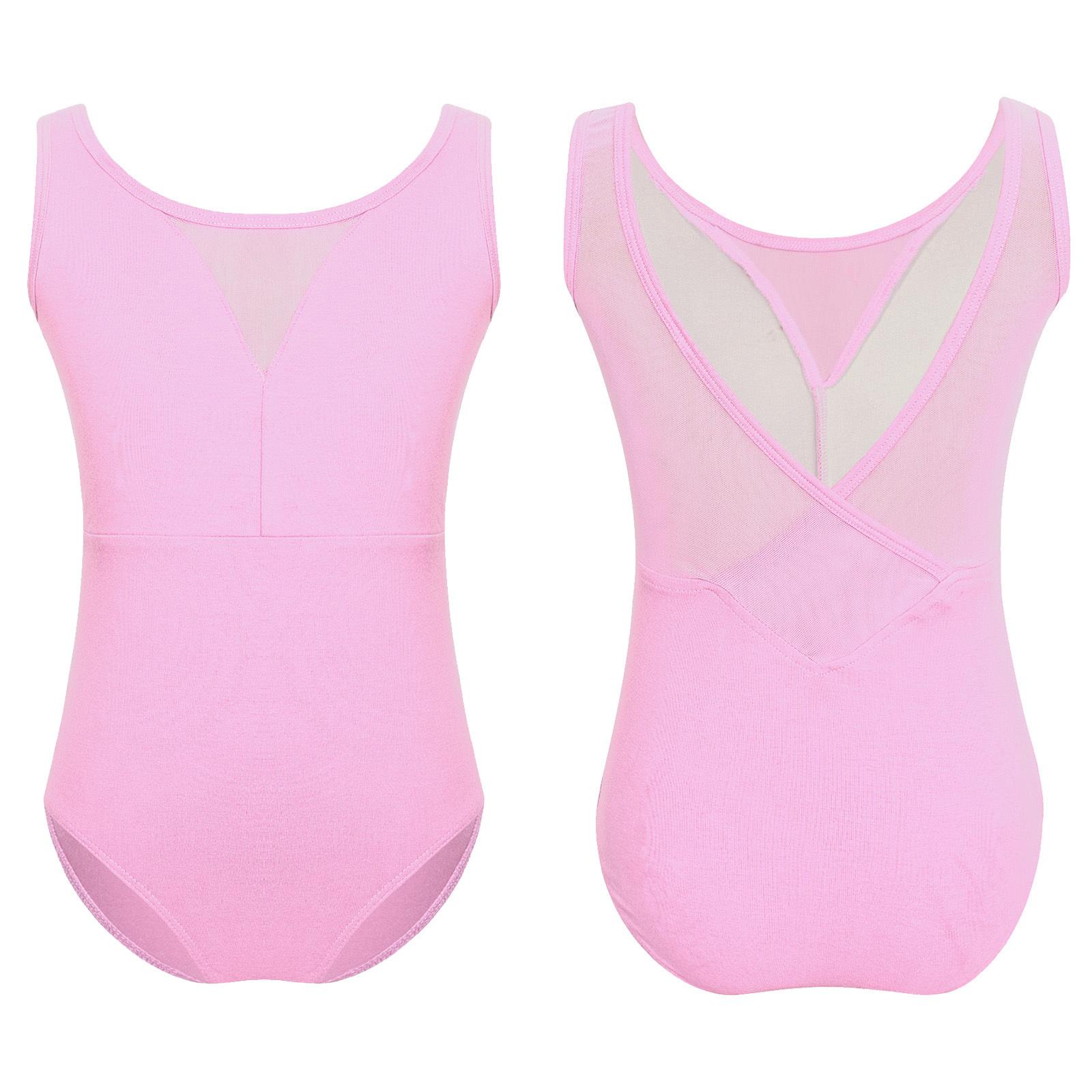 Yunduantong-home Kinderen Meisjes Patchwork V-Rug Gymnastiek Leotard Dans Kleding Ballerina Danskleding Ballet Dans Training Prestatie Kostuum 11-12 Years roze