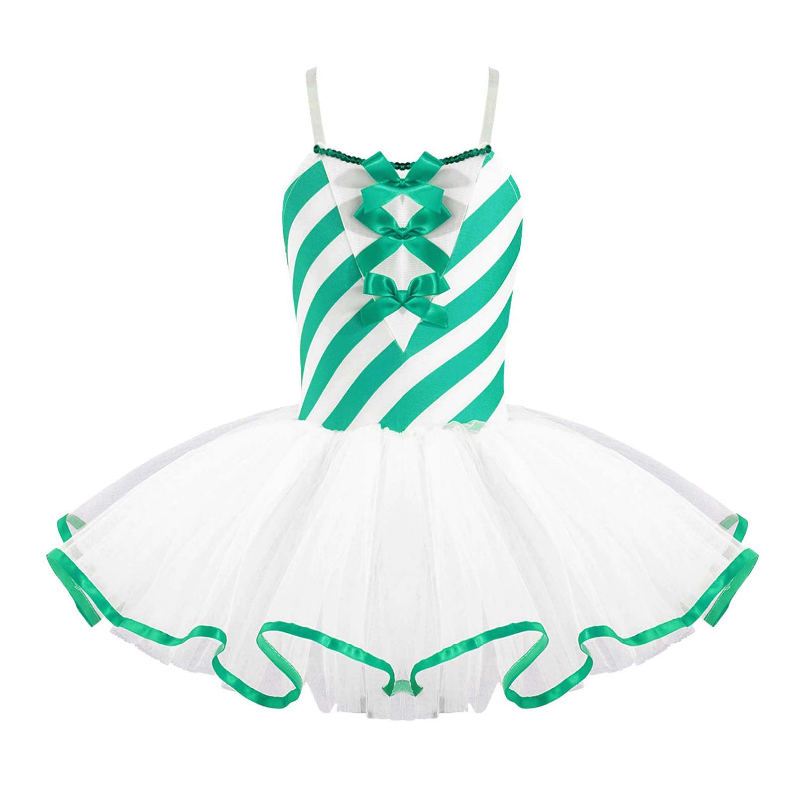 Inlzdz Kinderen Meisjes Spaghettibandjes Dancewear Ballet Dans Tutu Jurk Turnpakje Kerst Dansen Kostuum 15-16 Years groen