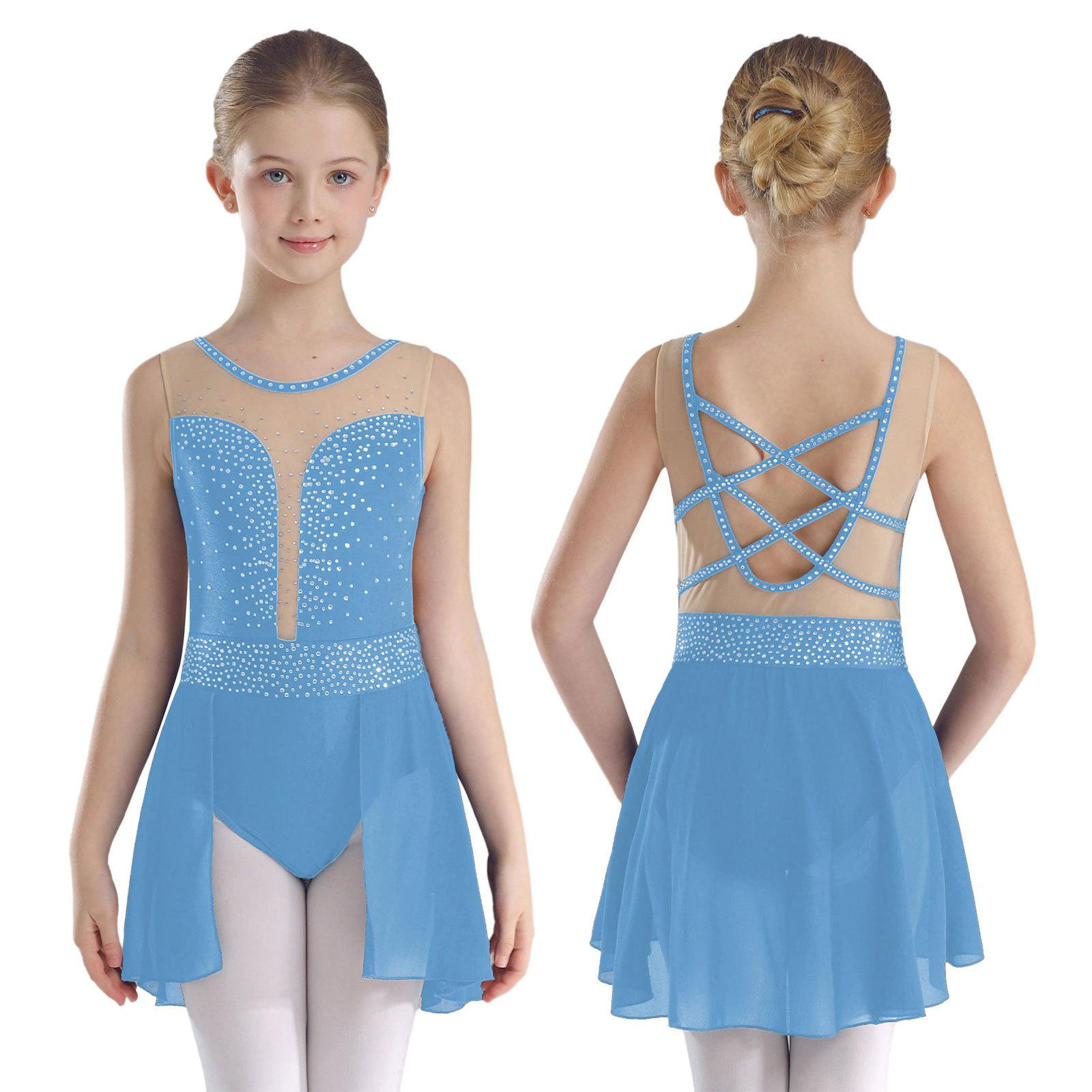Sywiyi Kinderen Meisjes Glanzende Mouwloze Kunstschaatsjurk Ballerina Gym Leotard Danskleding Kostuum