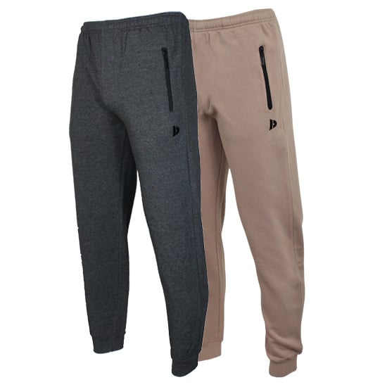 Donnay Donnay Heren - 2-Pack - Joggingbroek Jack - Donkergrijs & Taupe Grey