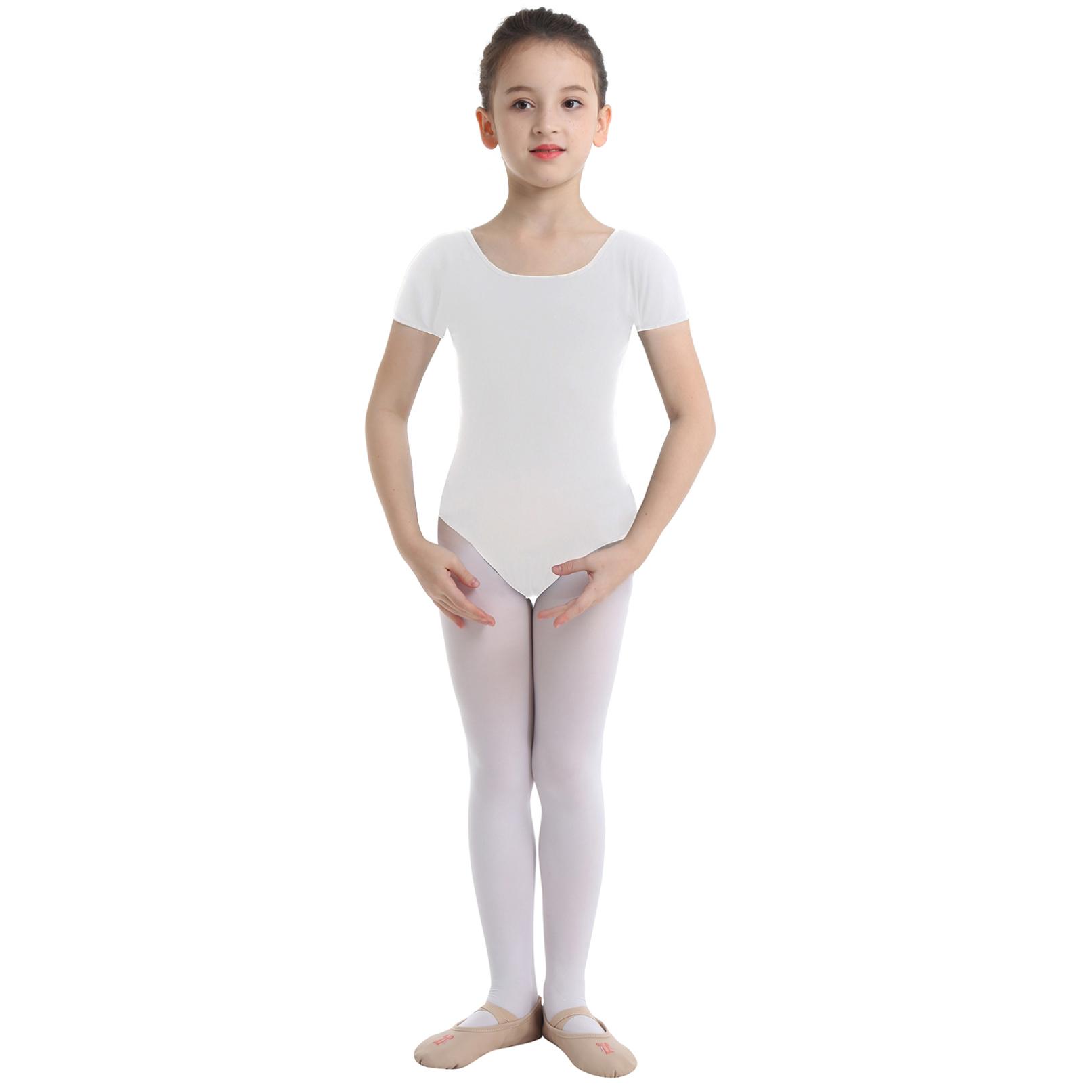 Daenrui Meisjes balletpakje met korte mouwen Gymnastiek maillots Kinderbodysuit Jumpsuit Ballerina Dansmaillots 8-10 Years