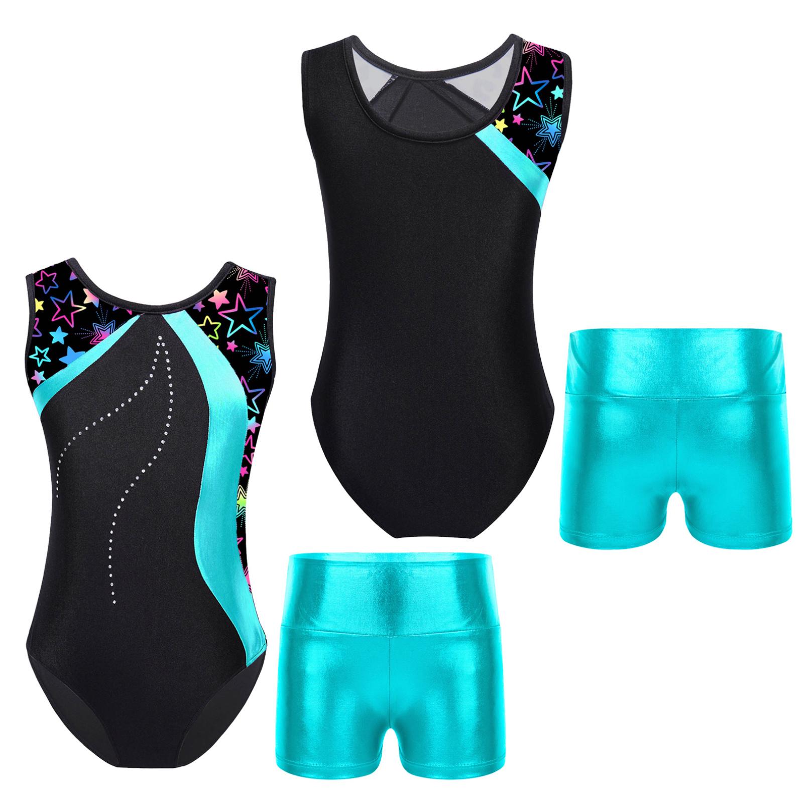 Inhzoy Meisjes ballet gymnastiek maillots met shorts luipaardprint biketards 7-8 Years