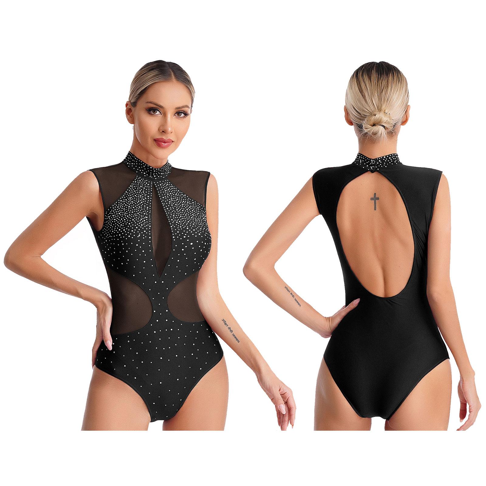 Yunduantong-electronic Mouwloos Cutout Back Jazz Ballet Dans Bodysuit voor Ritmische Gymnastiek Prestatie Kunstrijden Leotard Patchwork Danskleding S