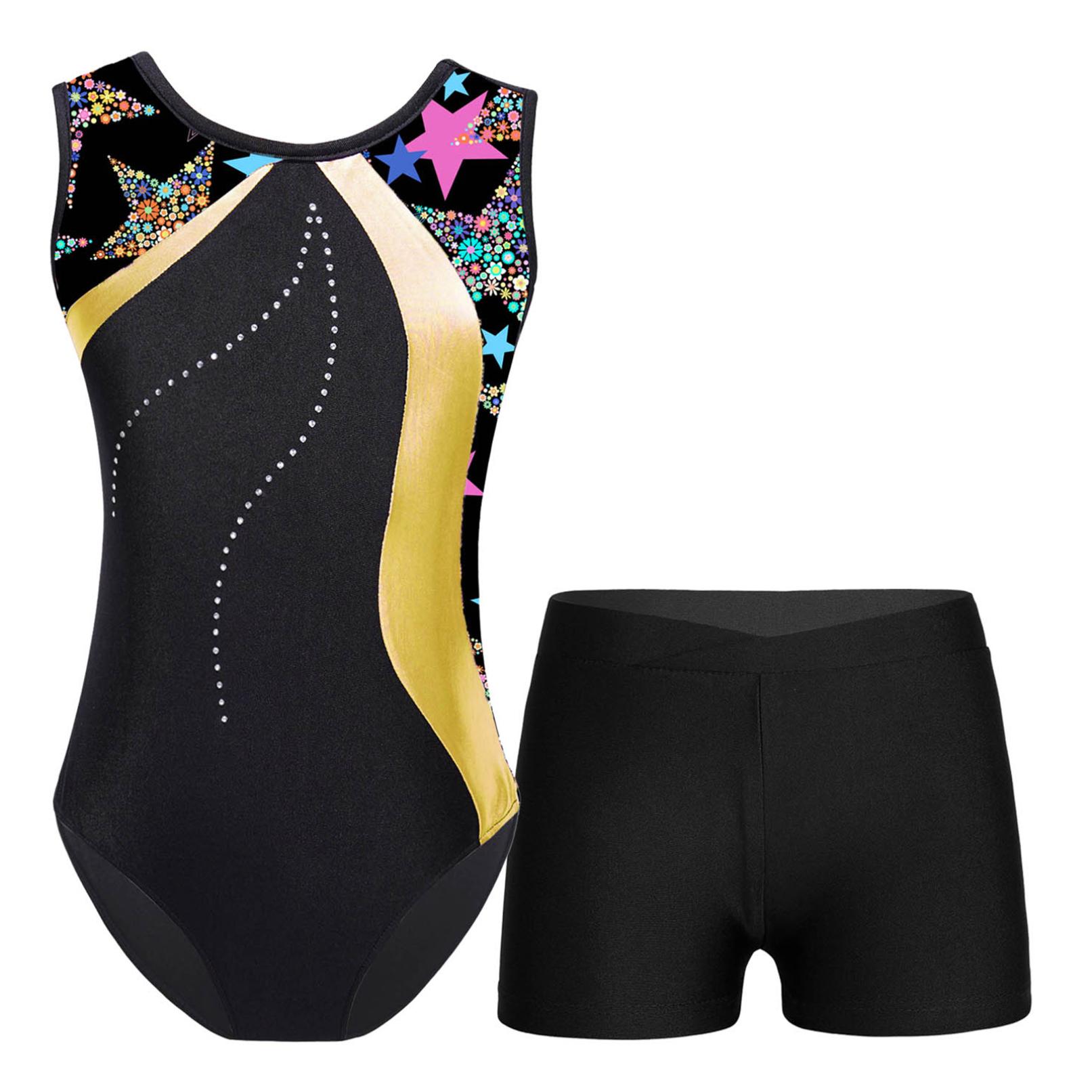YONGHS Kinderen Meisjes Mouwloos Gymnastiek Turnpakje met Shorts Ballet Unitard Dansoutfits Atletische Oefenkostuum