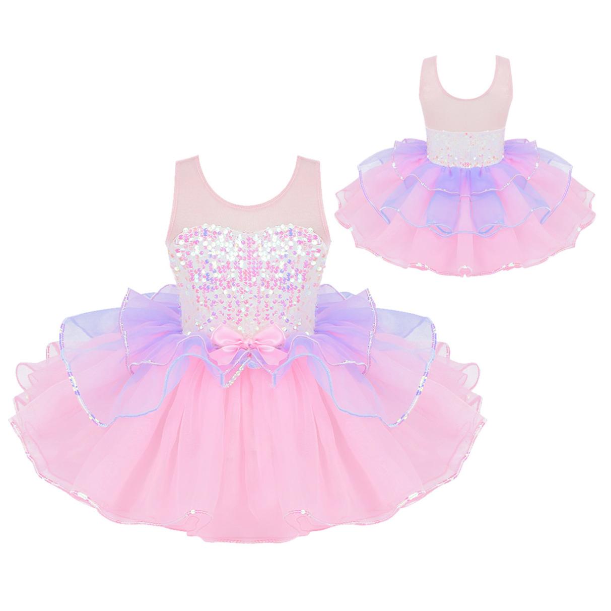 Tiaobug Meisje Ballet Dans Jurk Kinderen Ballerina Zwaan Kostuum Turnpakje Tutu Rok Dancewear 3-4 Years