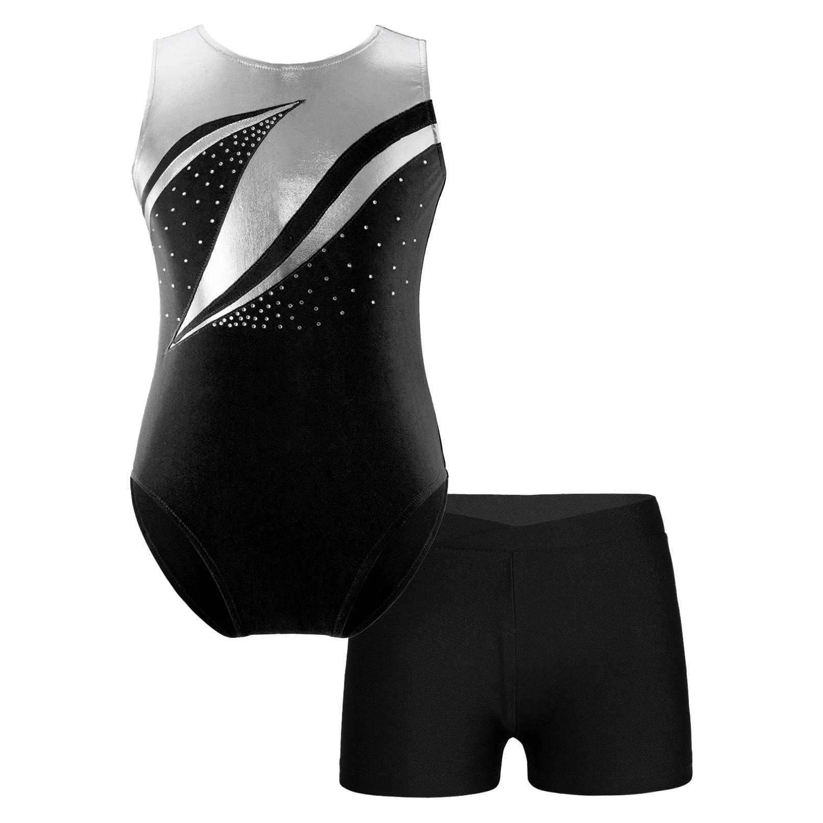 Manyakai Kinderen Balletdansoutfits Danskledingsets Unitard Schaatsen Jumpsuit Kinderen Meisjes Ballet Gymnastiek Maillots met shorts 11-12 Years