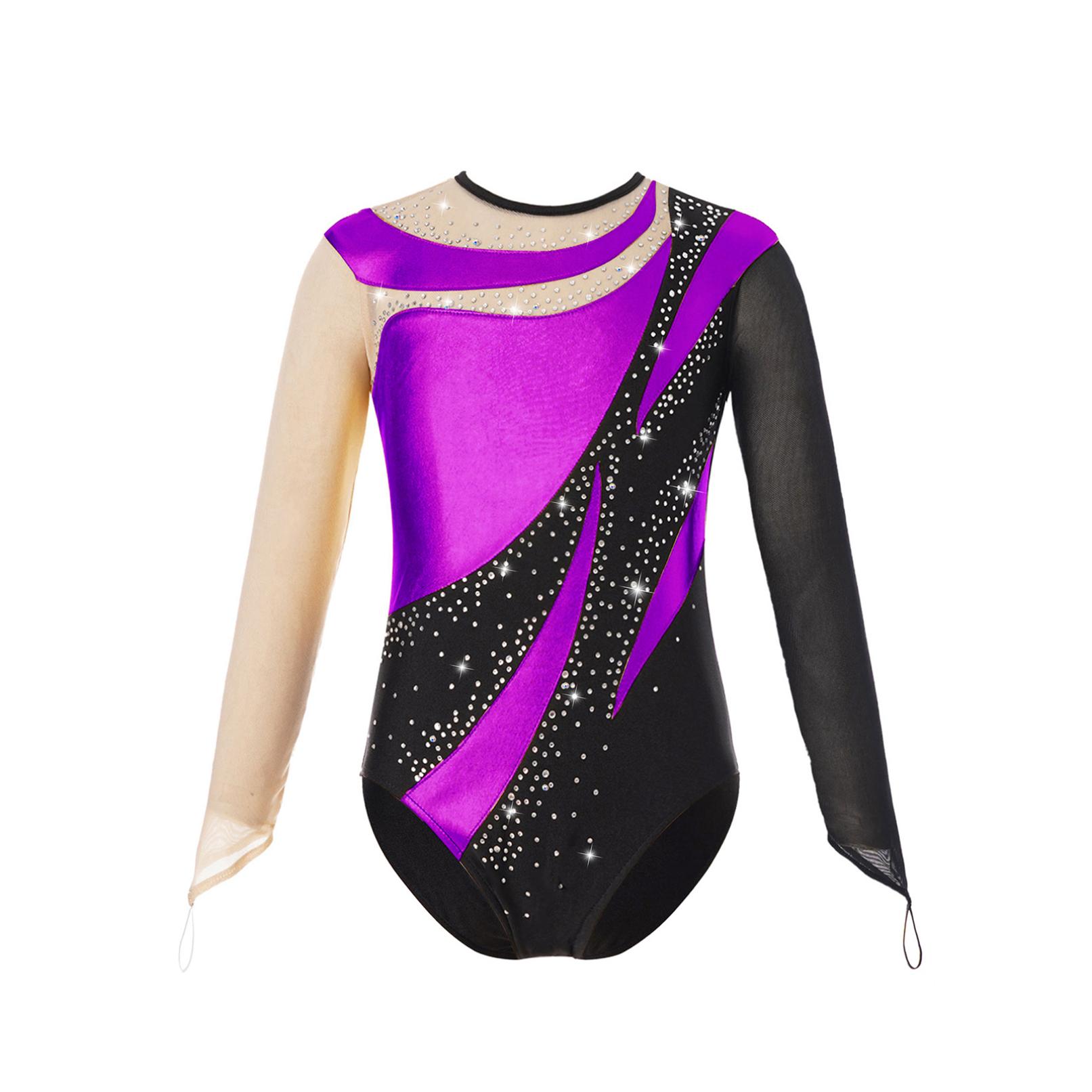 Yeahdor Meisjes gymnastiek turnpakje met lange mouwen, eendelige outfits, balletdansbodysuit, danskleding 13-14 Years