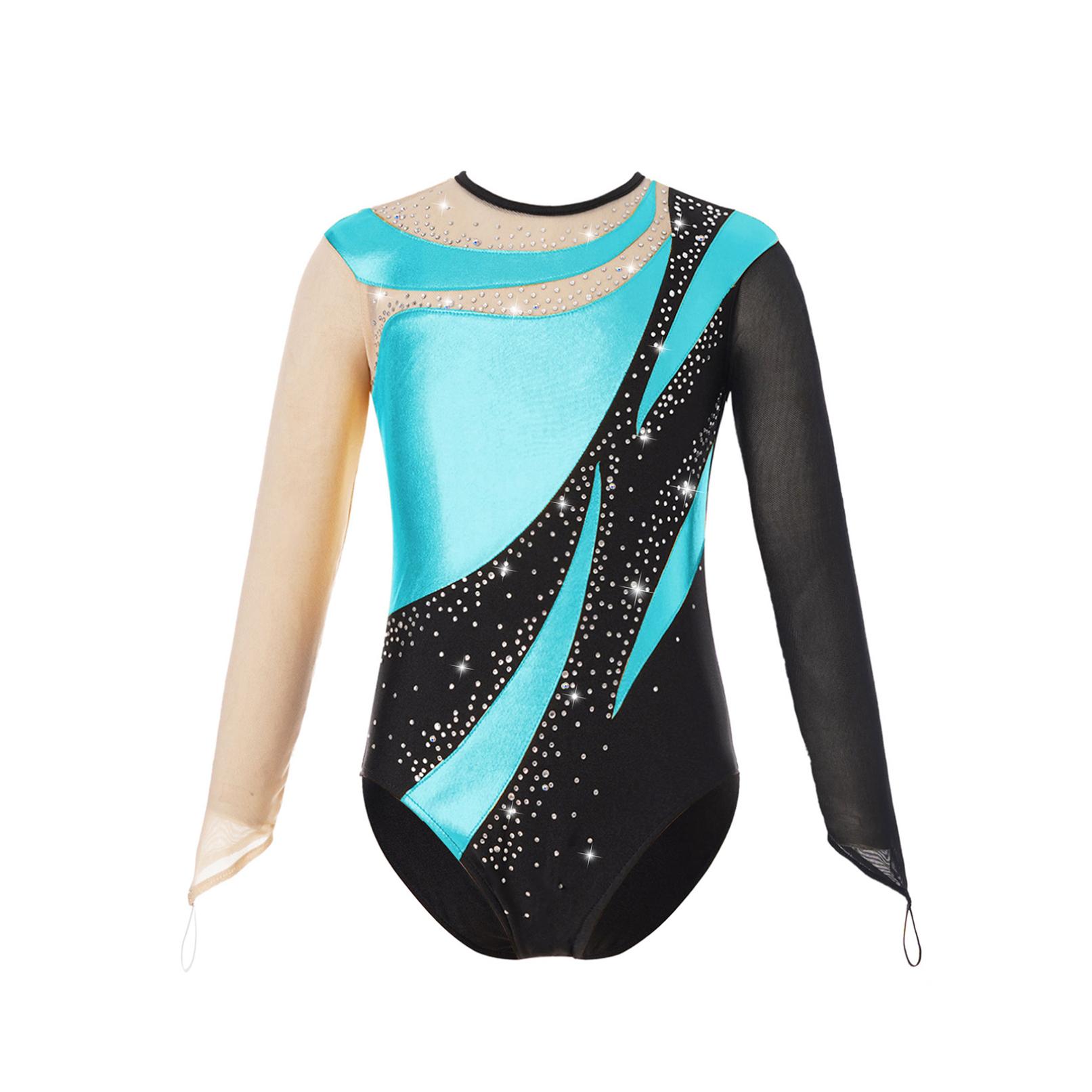 Yeahdor Meisjes gymnastiek turnpakje met lange mouwen, eendelige outfits, balletdansbodysuit, danskleding 7-8 Years