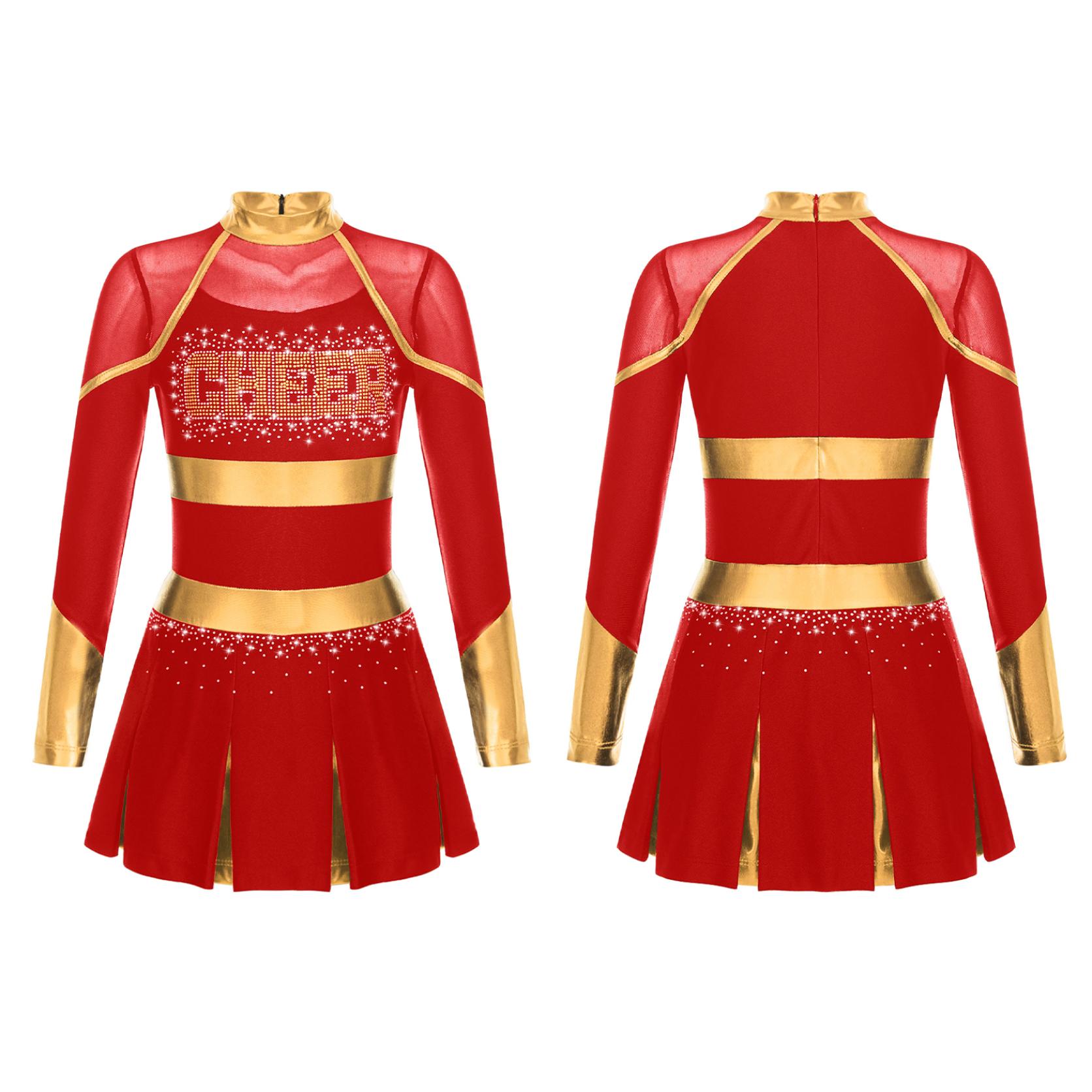 Yunduantong-electronic Meisjes Cheerleading Uniform Dansjurk met lange mouwen Carnaval Dancewear Cheerleading Dansjurk voor kinderen 13-14 Years
