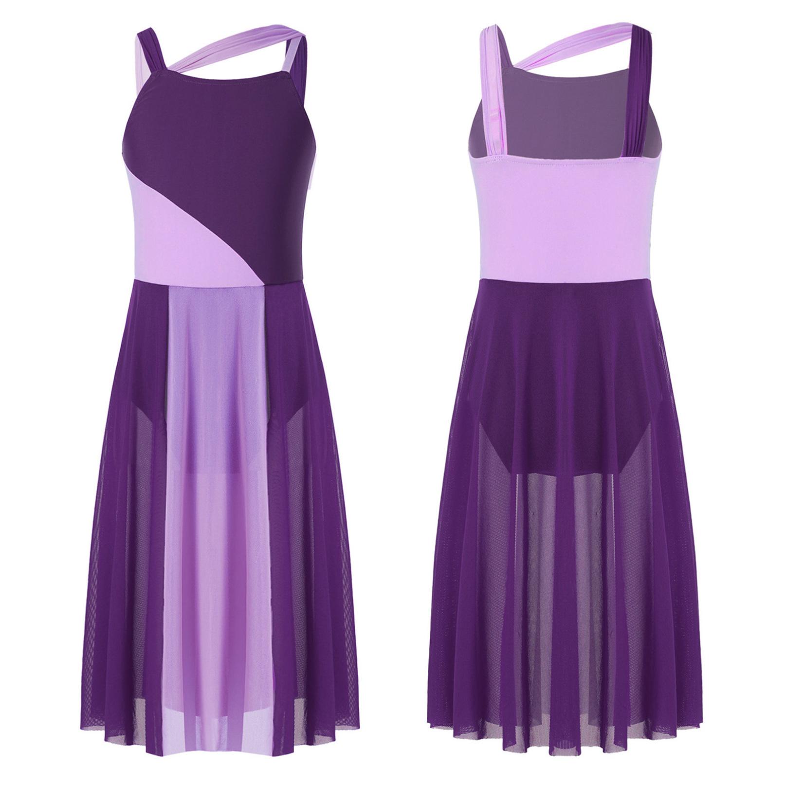 Manyakai Kinderen Meisjes Mesh Overlay Ballet Hedendaagse Dans Jurk Lyrische Leotard Kostuum Mouwloze Jurken 13-14 Years