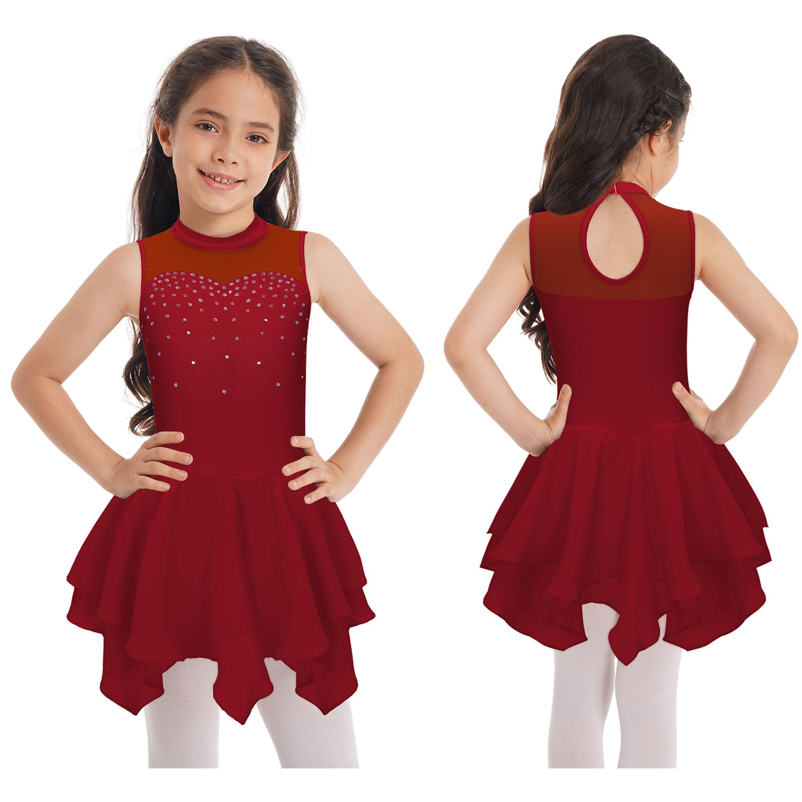 Linjinx Meisjes Mouwloze Strass Ballet Dans Jurk IJs Schaats Jurk Ballerina Wedstrijd Danskleding 13-14 Years