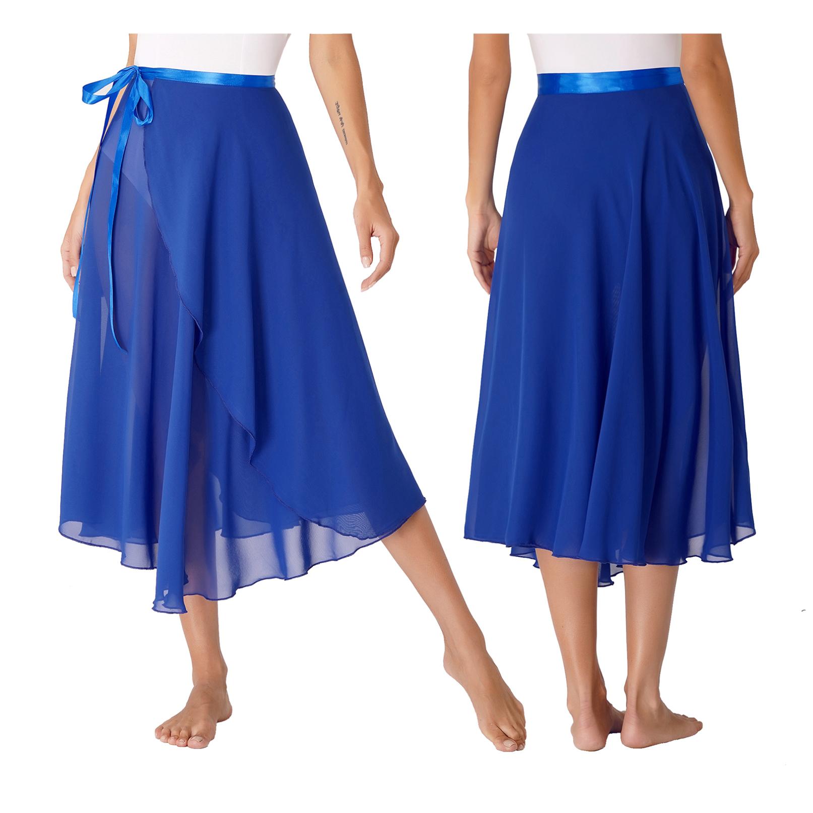 WinYing Dames professionele balletdans wikkelrok chiffon volwassen asymmetrische rok moderne danstrainingaccessoires One Size