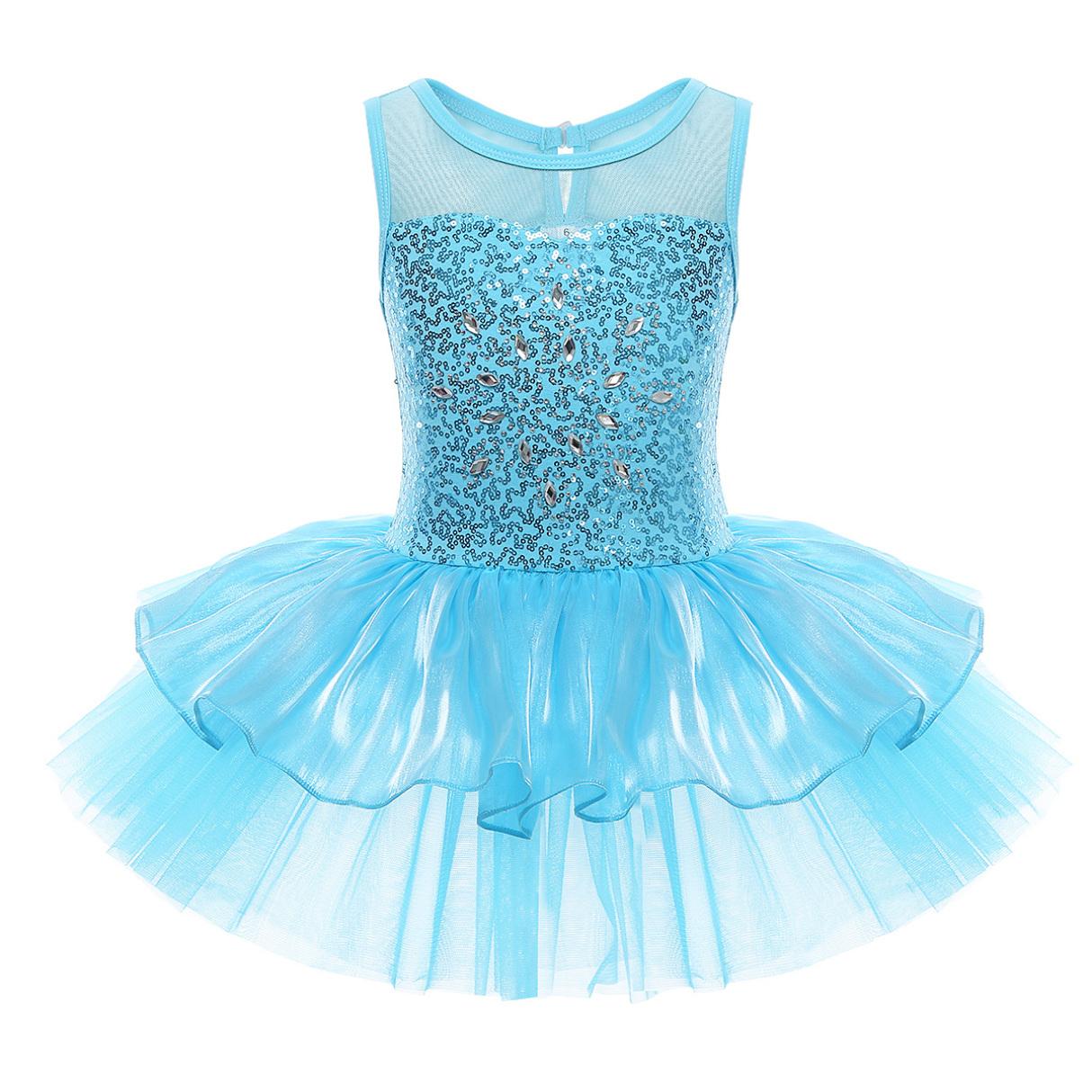 Inlzdz Ballet Dans Tutu Jurk Kinderen Meisjes Pailletten Danser Leotard Mouwloos Gymnastiek Kunstschaatsen Danskleding 2-3 Years