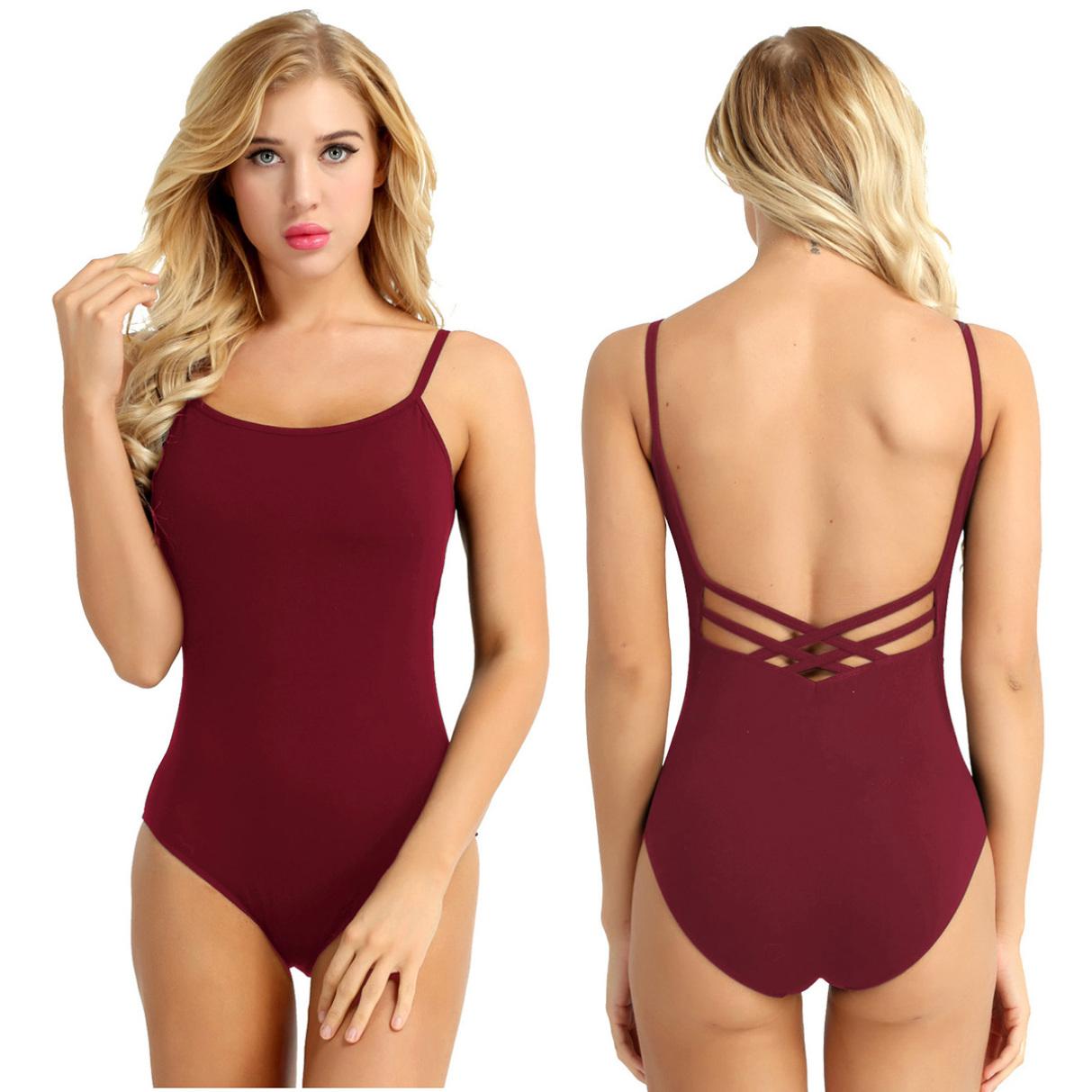 YOOJIA Vrouwen volwassen mouwloos ballet dans turnpakje gymnastiek tank hemdje bodysuit danskleding X-Large bordeaux