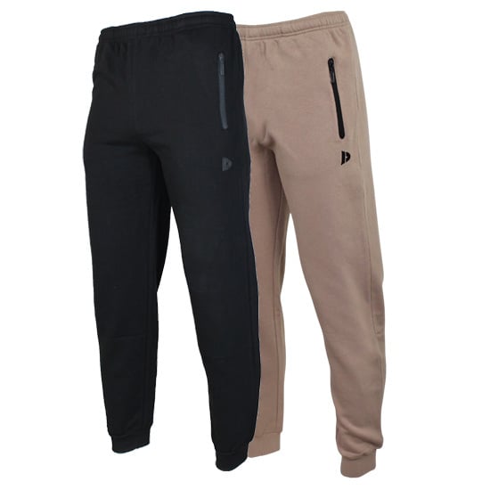 Donnay Donnay Heren - 2-Pack - Joggingbroek Jack - Zwart & Taupe Grey