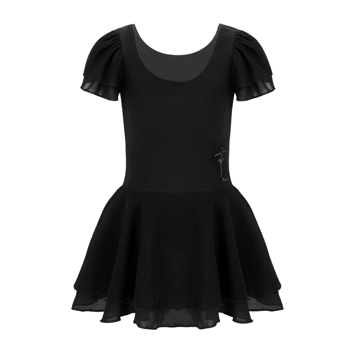 Tiaobug Kinderen Meisjes Ballerina Ballet Turnpakje Jurk Gymnastiek Ballet Tutu Jurk Dancewear Ballet Dans Rok 5-6 Years zwart