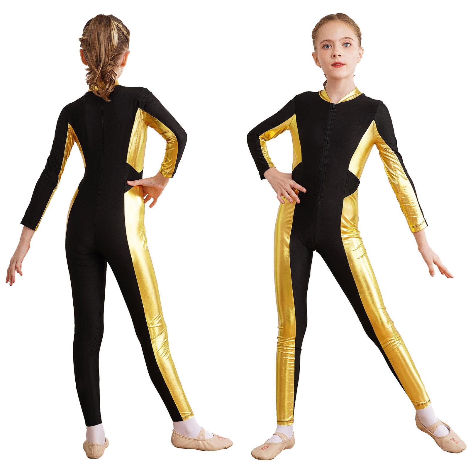 Daenrui Meisjes Dans Unitard Schaatsen Jumpsuit Eendelig bodysuit met lange mouwen Gymnastiek Turnpakje 11-12 Years