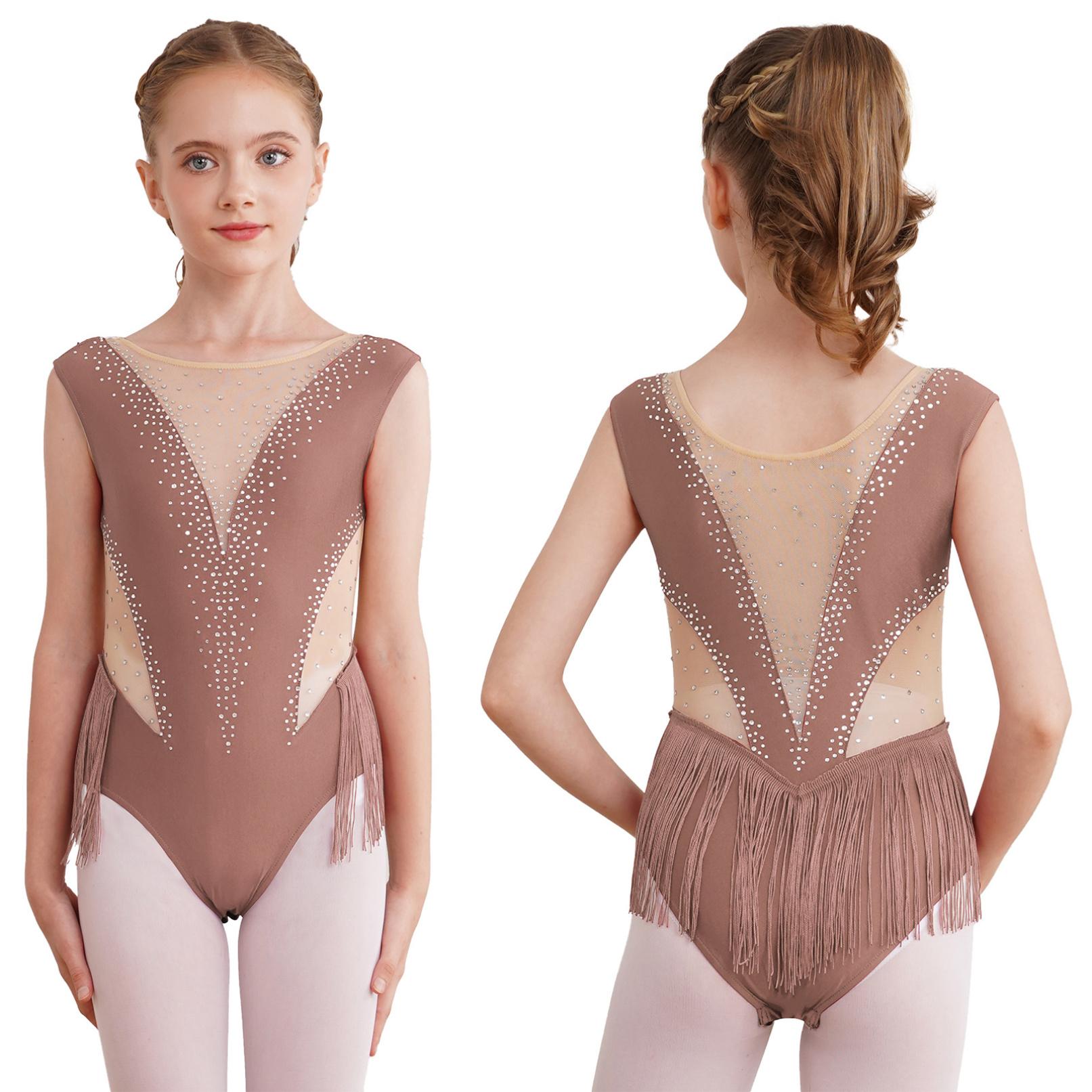 Yeahdor Kinderen meisjes danskleding mouwloos kunstschaatsen bodysuit yoga dans turnpakje gymnastiek jumpsuit uit één stuk 15-16 Years